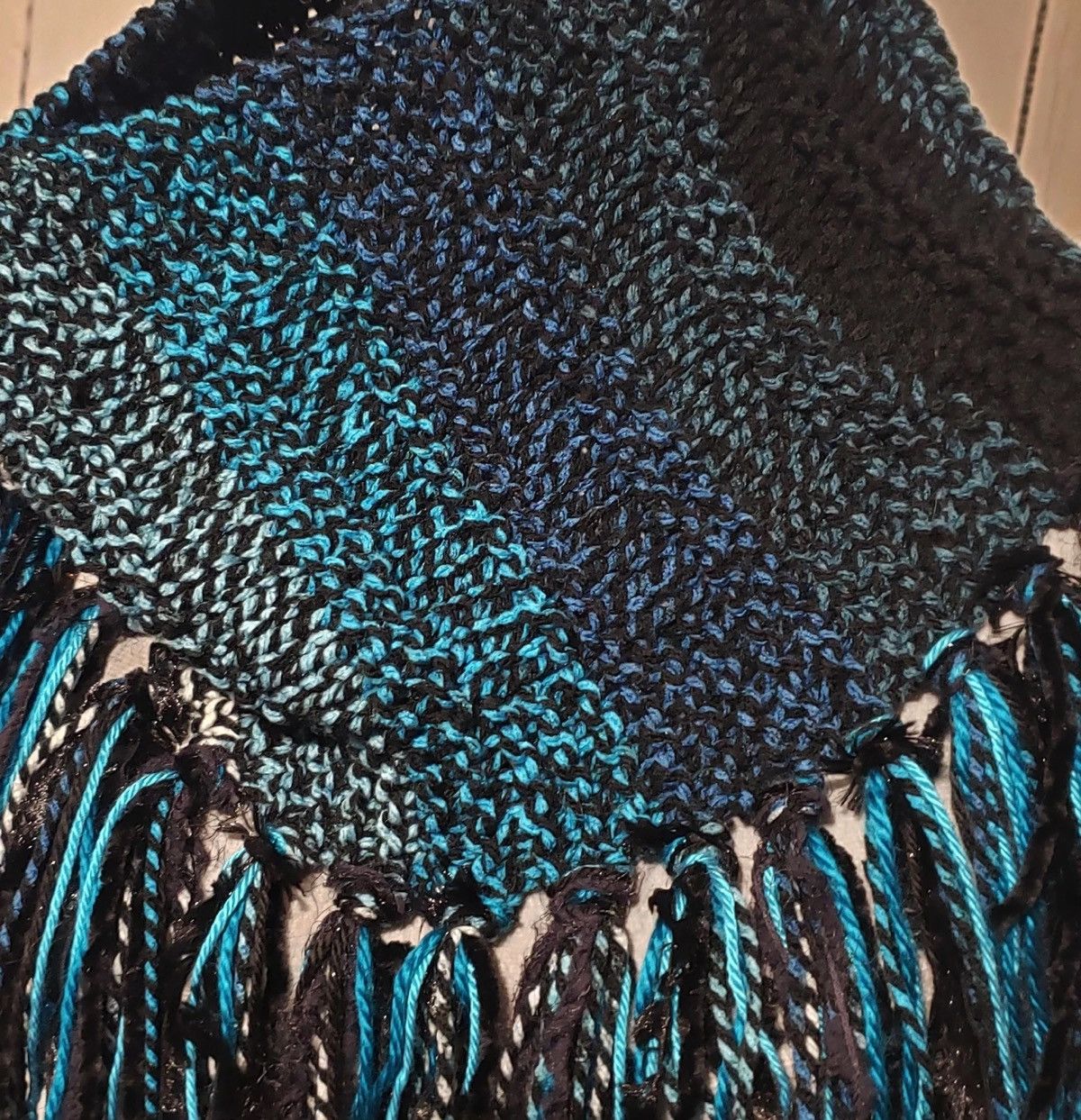 Other Cowl Scarf Black Aqua Mosaic Boho Indie Artsy Glam Festival Size ONE SIZE - 5 Thumbnail