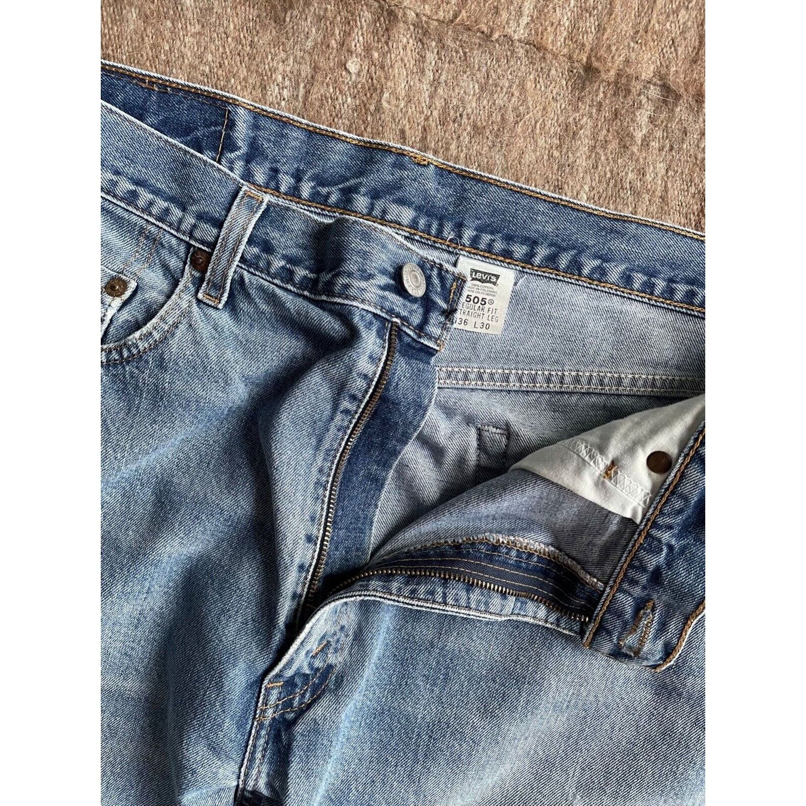 Jean Levi's 505 Vintage Regular Straight Denim Jeans 8183AC Size US 36 / EU 52 - 4 Thumbnail