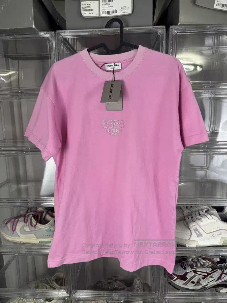 Balenciaga Balenciaga Pink Rhinestone Short Sleeve Size US M / EU 48-50 / 2 - 1 Thumbnail