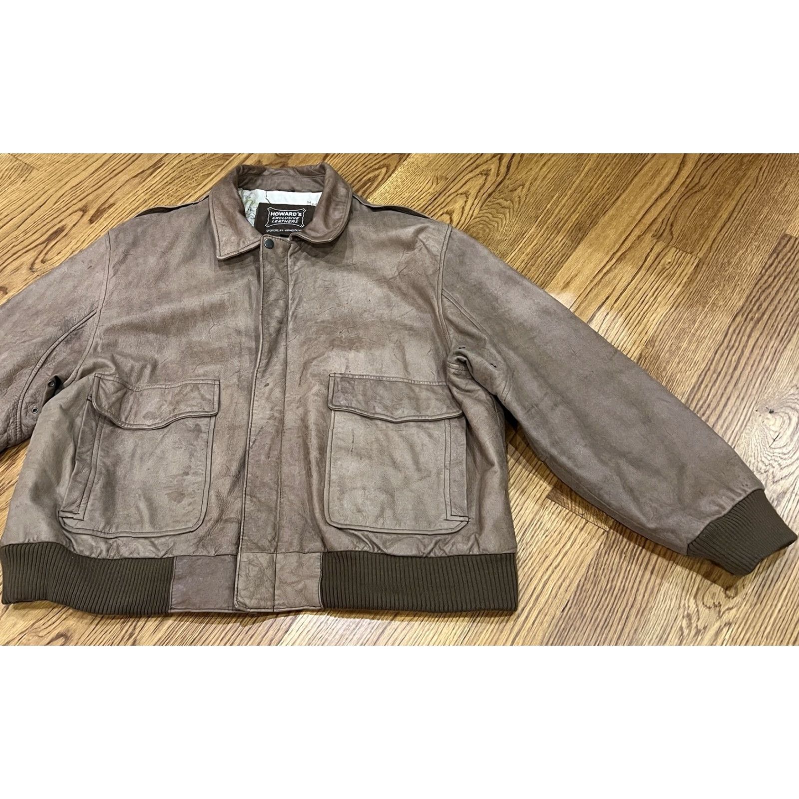 Vintage VINTAGE Flight Brown Leather Bomber Jacket Size 48 Reg Men 80s Army Size US M / EU 48-50 / 2 - 2 Thumbnail