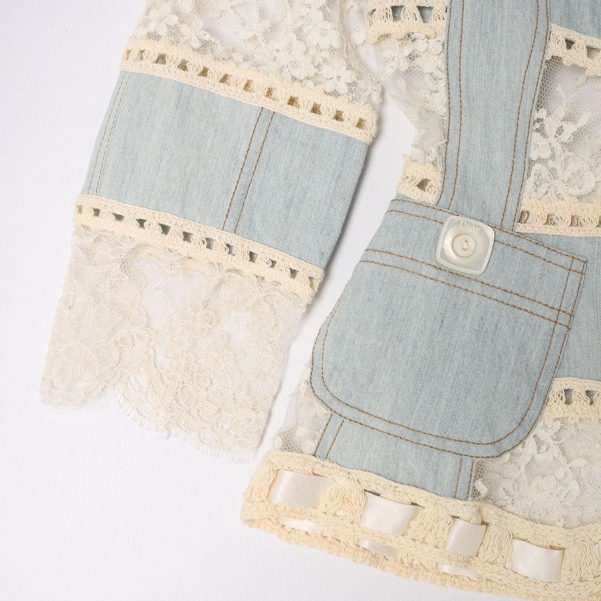 Dior Christian Dior by Galliano 2005 Lace Crochet Jacket Denim Size S / US 4 / IT 40 - 10 Thumbnail
