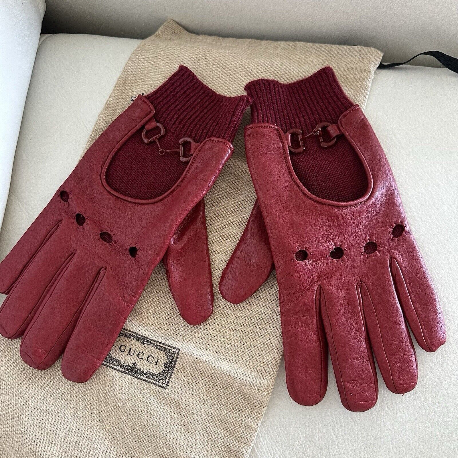 Gucci New Gucci Leather Gloves Red Size M 100% Authentic Size ONE SIZE - 4 Thumbnail