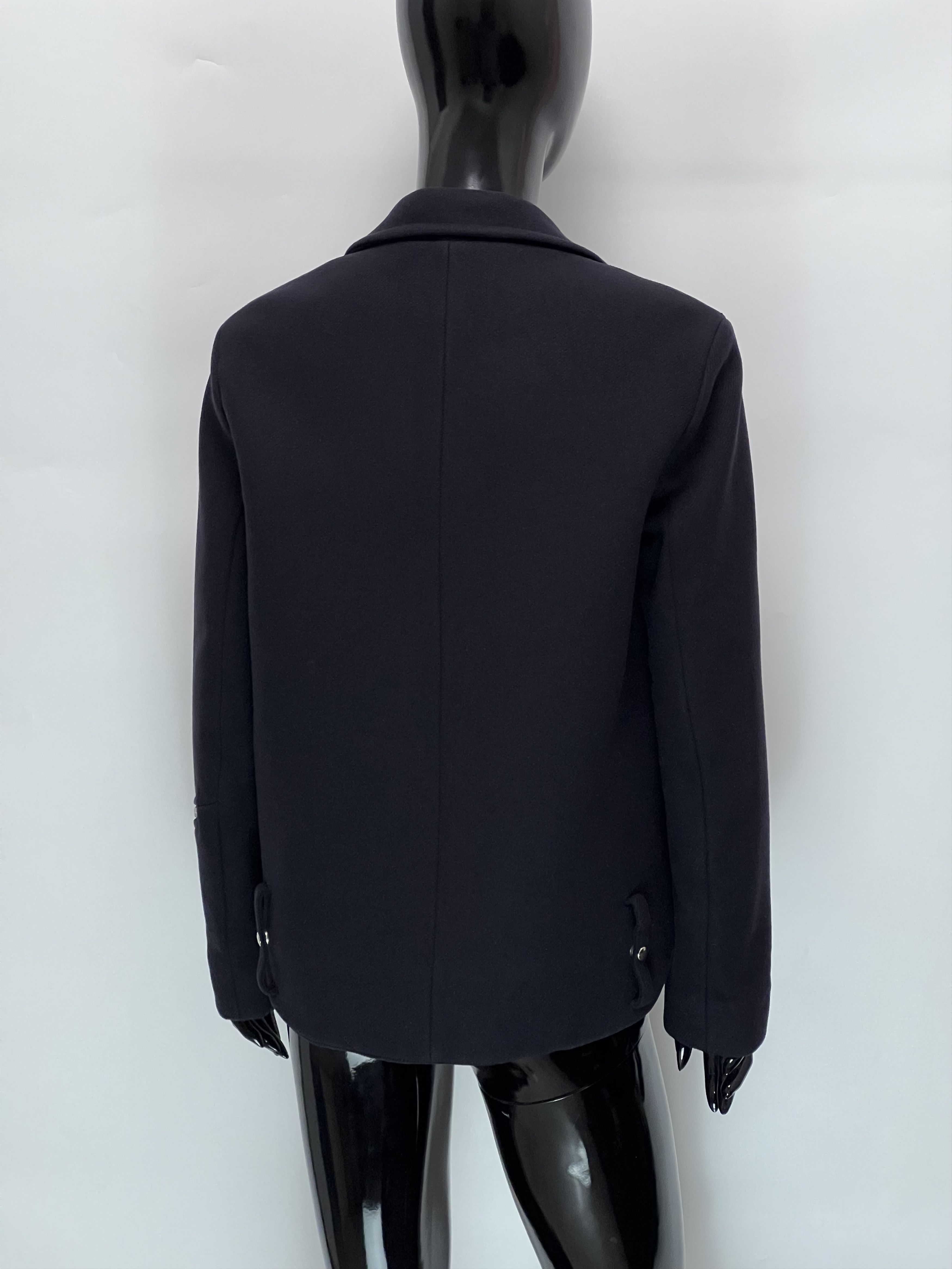 Sandro Sandro Navy Blue Wool Biker Jacket Size 38 Size M / US 6-8 / IT 42-44 - 4 Thumbnail