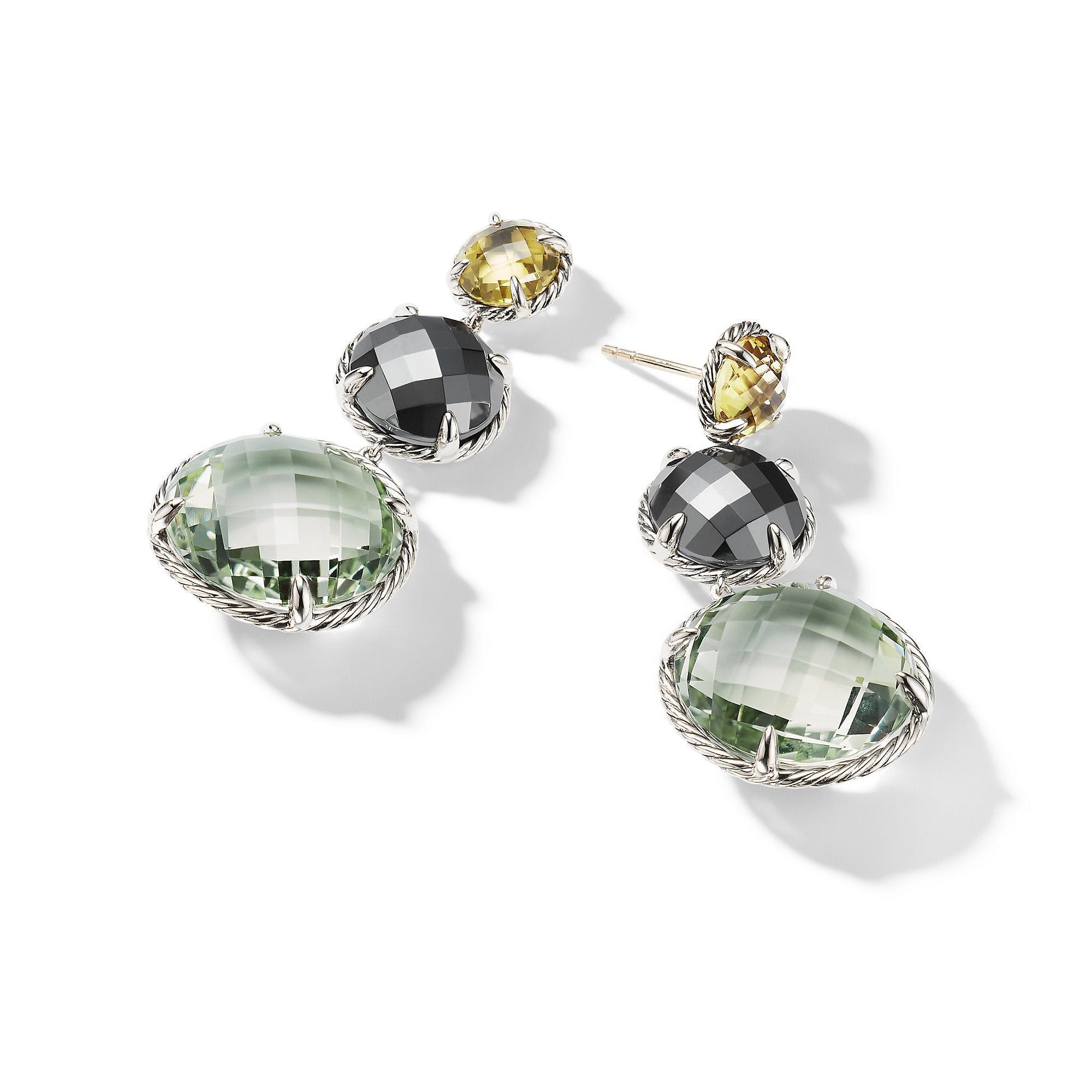 David Yurman o1w1db10525 E14466 Earrings in Silver with Olive Quartz Size ONE SIZE - 2 Thumbnail