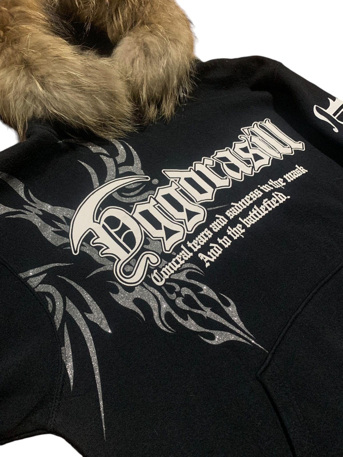 20471120 Y2k Beaumere poem gothic punk tribal fur hoodie pullover Size US L / EU 52-54 / 3 - 5 Thumbnail