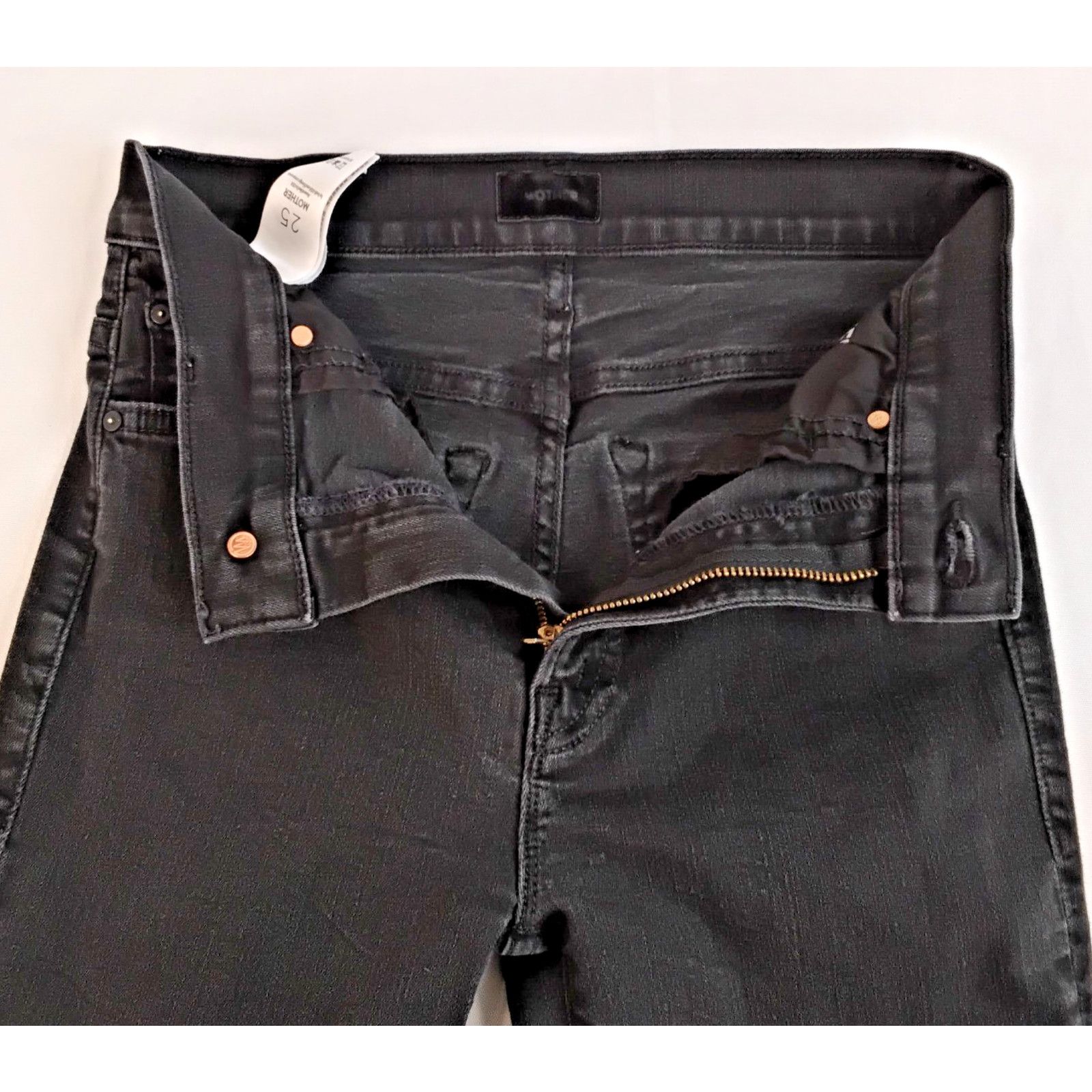 MOTHER Mother The Insider Crop Fray Jeans Women's 25x25 Black Wash Size 25" / US 0 / IT 36 - 5 Thumbnail
