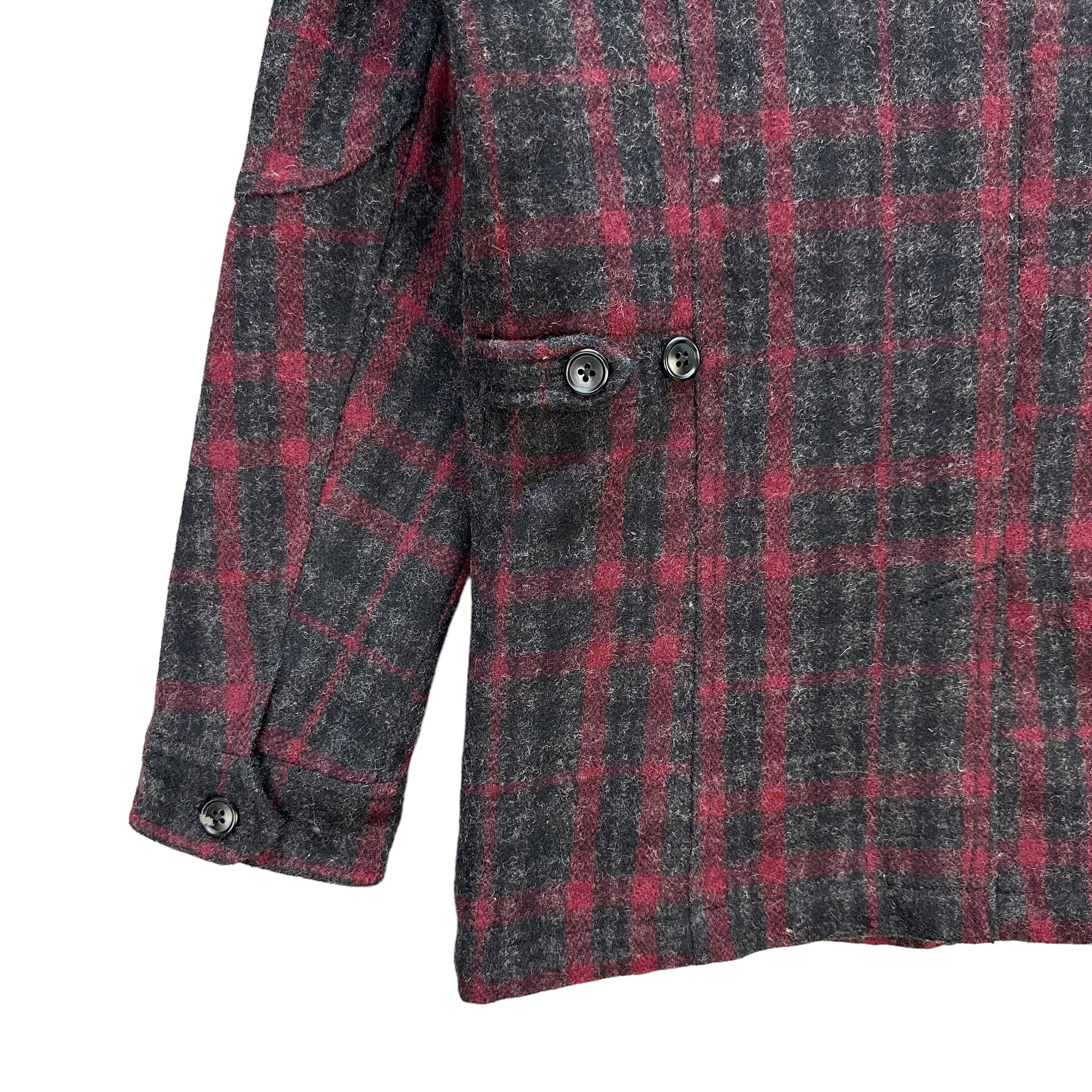 Japanese Brand MF EDITORIAL Red Checked Tartan Turtleneck Jacket #A40-0919 Size M / US 6-8 / IT 42-44 - 12 Thumbnail