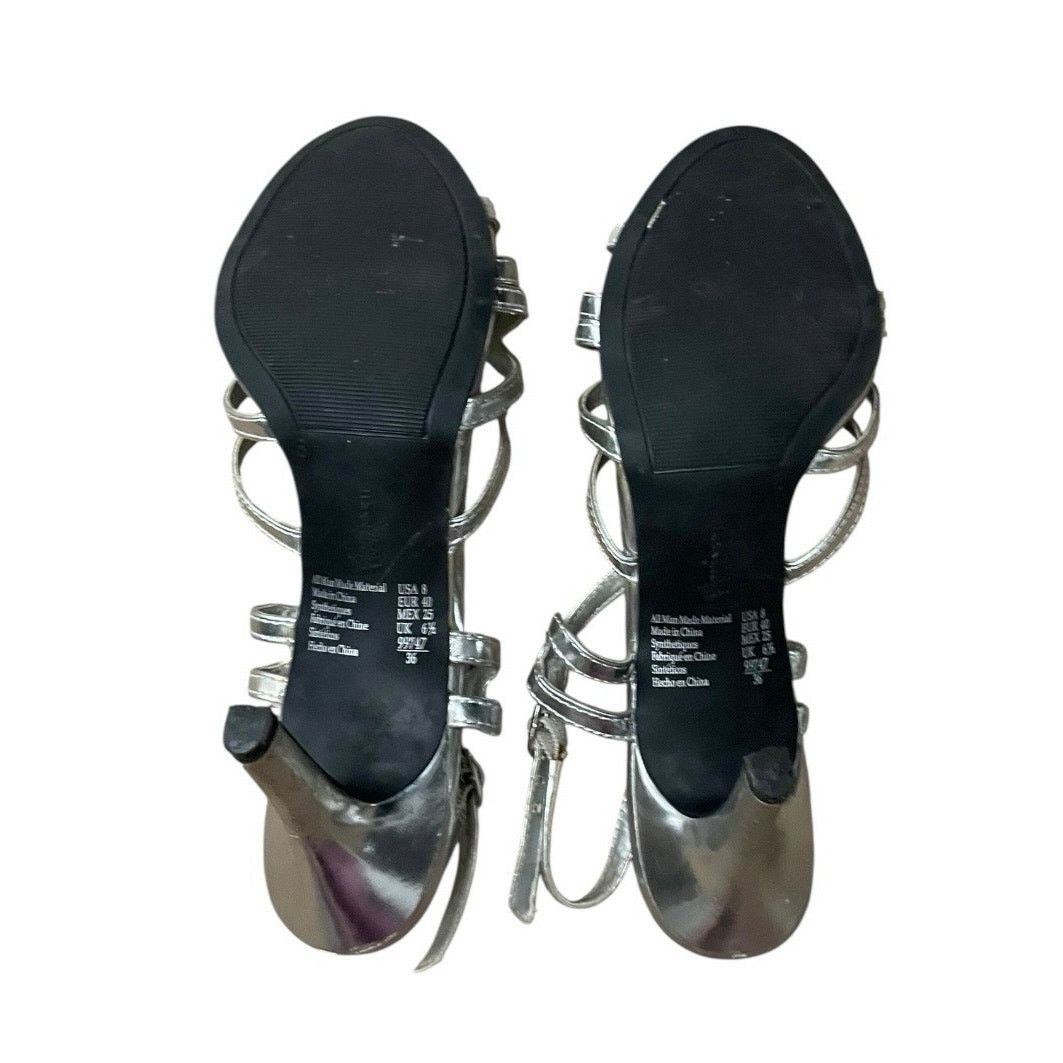 Other Fioni Night Silver Strappy Open Toe Stiletto High Heels Size US 8 / IT 38 - 8 Thumbnail