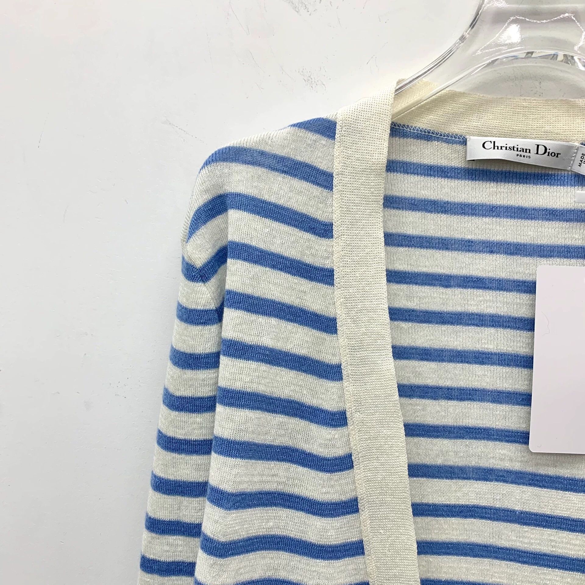 Dior KW0286 Dior color-blocked striped linen belted knit cardigan Size S / US 4 / IT 40 - 3 Thumbnail