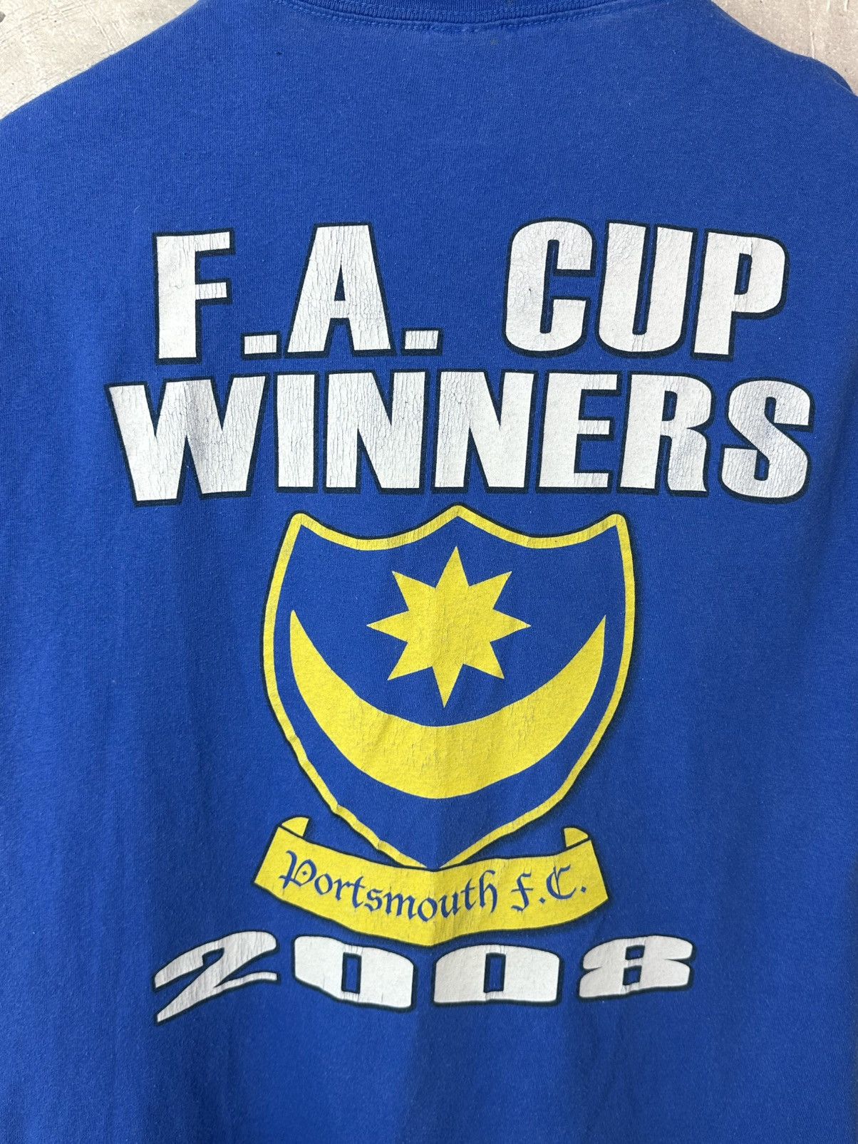 Vintage Vintage Portsmouth F.A. Winners 2008 Blue Printed T-shirt Size US L / EU 52-54 / 3 - 11 Thumbnail