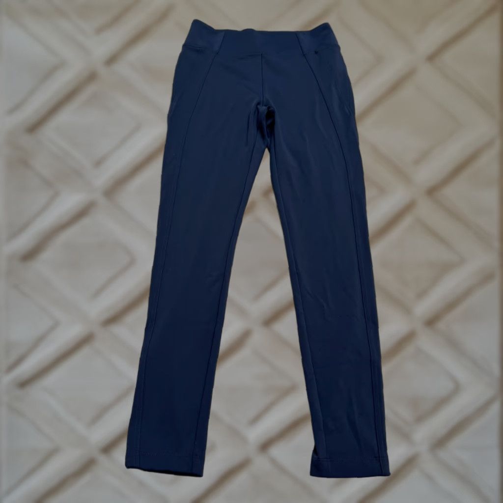 Athleta Delancey Skyline Stretch Leggings Women’s Small Navy Blue Ankle Zip Activewear