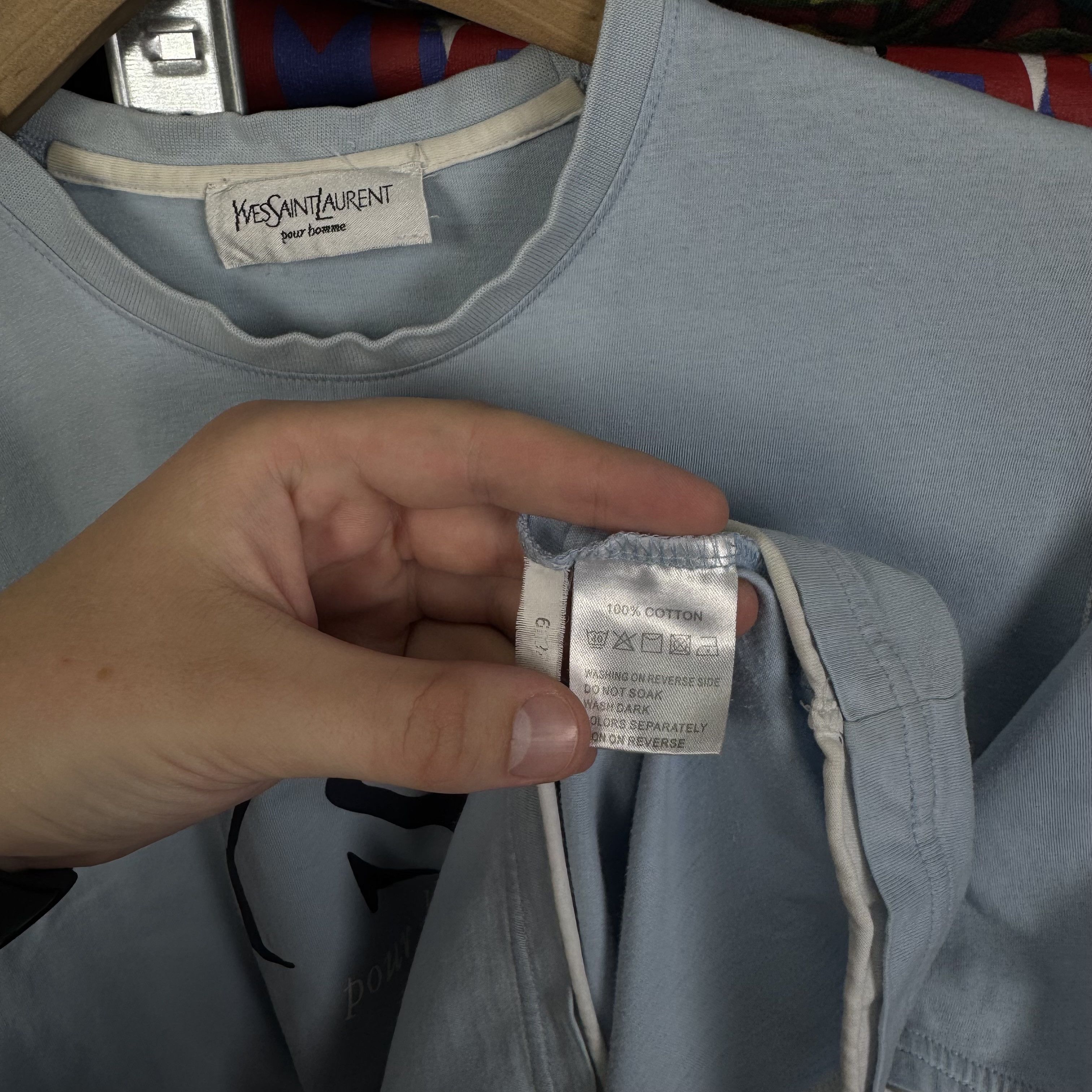 Vintage × Yves Saint Laurent YVES SAINT LAURENT YSL SPELLOUT BIG LOGO BLUE T-SHIRT ~M Size US M / EU 48-50 / 2 - 5 Thumbnail