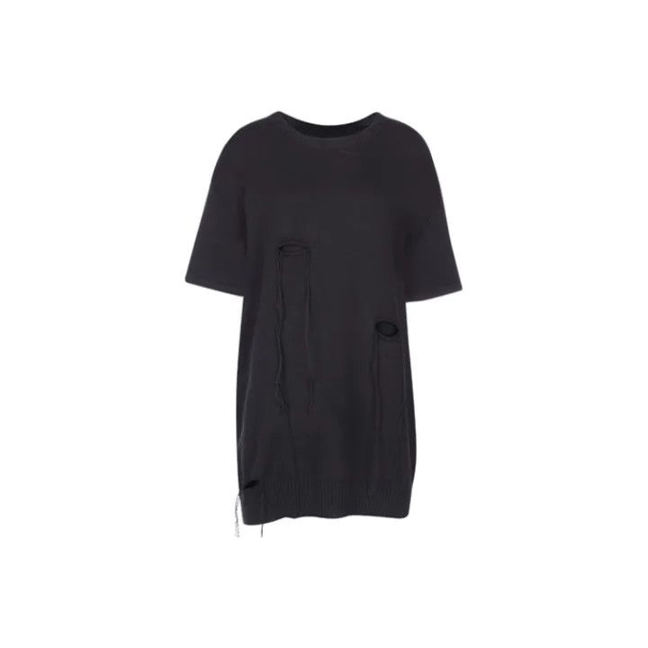 Yohji Yamamoto Yohji Yamamoto Black Knit Short Sleeve Top 0079 Size S / US 4 / IT 40 - 1 Thumbnail