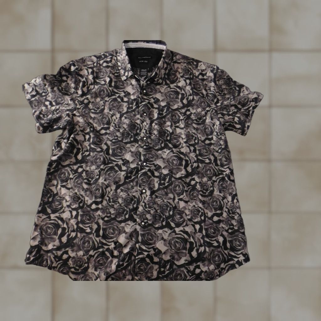 Vintage Interaffair Mens Shirt Small gray floral slim fit button up Size US S / EU 44-46 / 1 - 1 Thumbnail