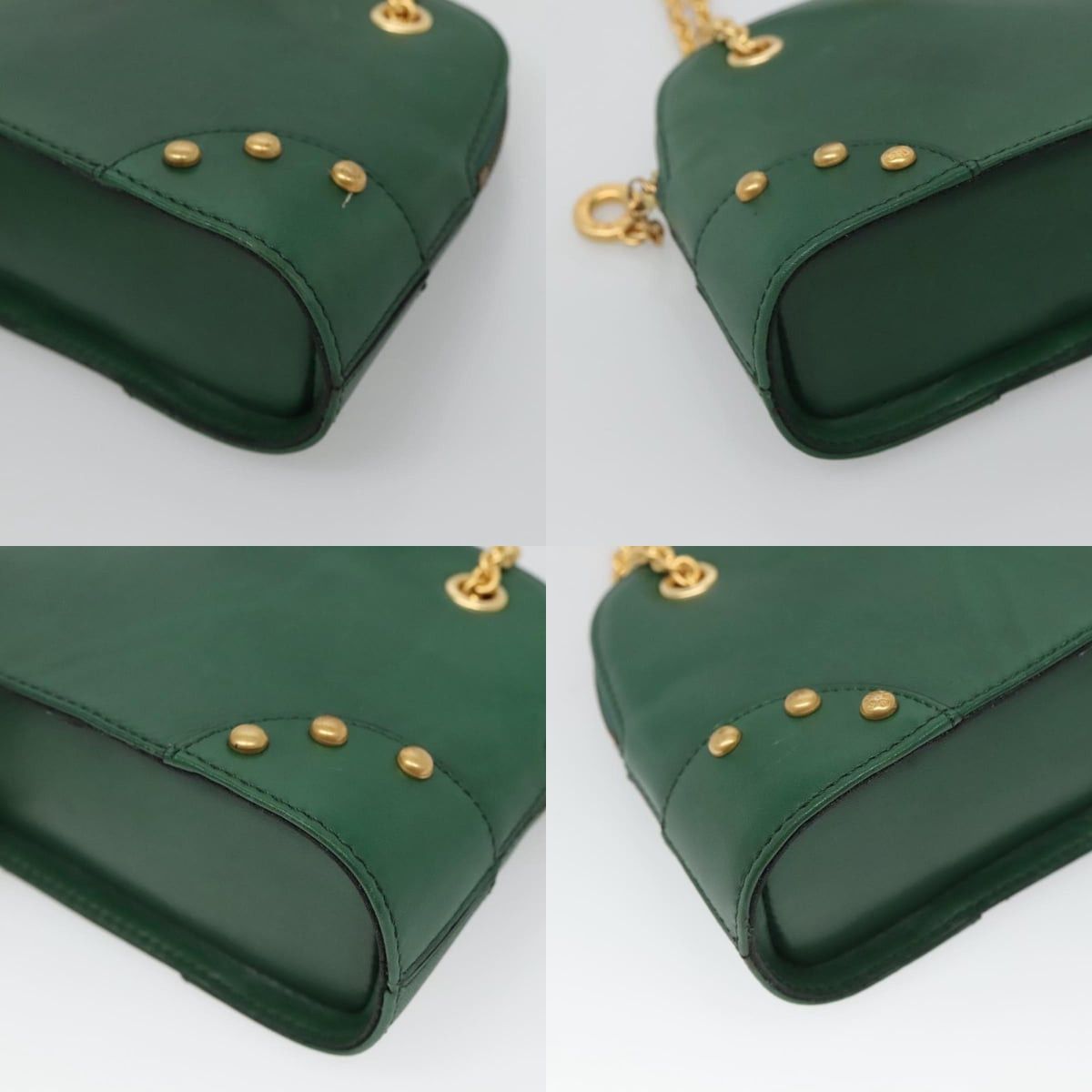 Celine CELINE Chain Shoulder Bag Leather Green Gold Size ONE SIZE - 10 Thumbnail
