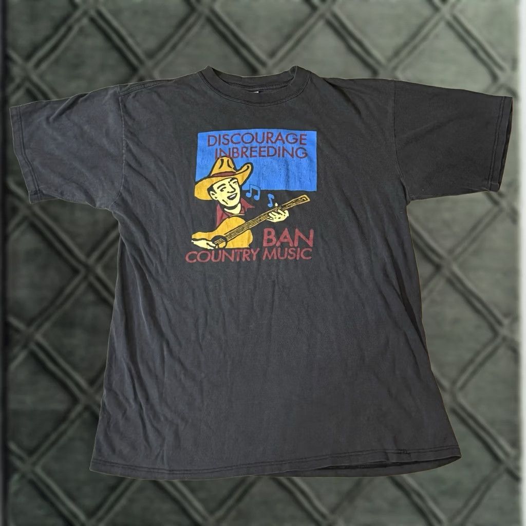 Akris VINTAGE All Sport Discourage Inbreeding Ban Country Music Shirt XL Black Men T-Shirt Short Sleeve Country Western 90s Mens Size US XL / EU 56 / 4 - 1 Thumbnail