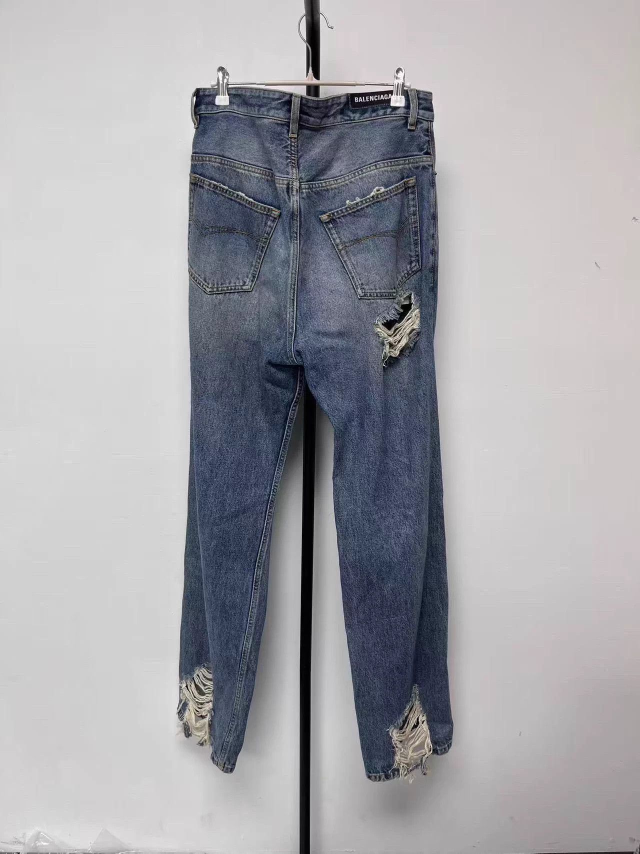 Balenciaga Balenciaga Ripped Button Mid Straight Jeans Men's Blue S Size US 29 - 2 Thumbnail