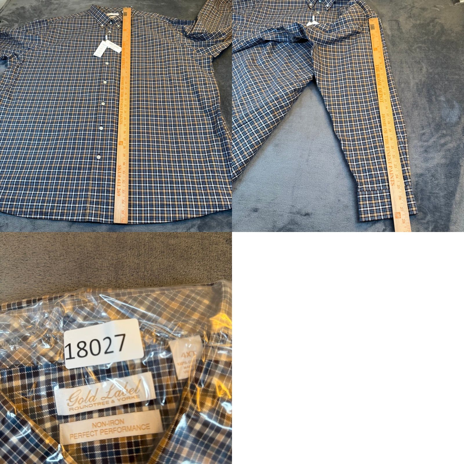 Roundtree & Yorke VINTAGE Roundtree & Yorke Gold Label Mens 4XT Tall Plaid Non-Iron Button Down Shirt NWT Size US XXL / EU 58 / 5 - 8 Thumbnail