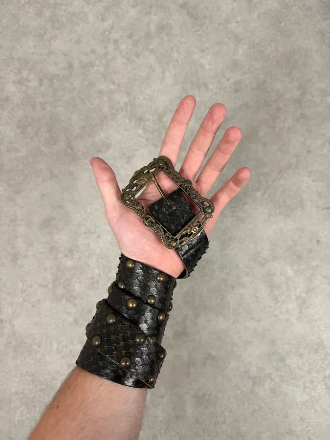 Just Cavalli AW2008 Cavalli Black Snakeskin Effect Studded Leather Belt Size ONE SIZE - 2 Thumbnail