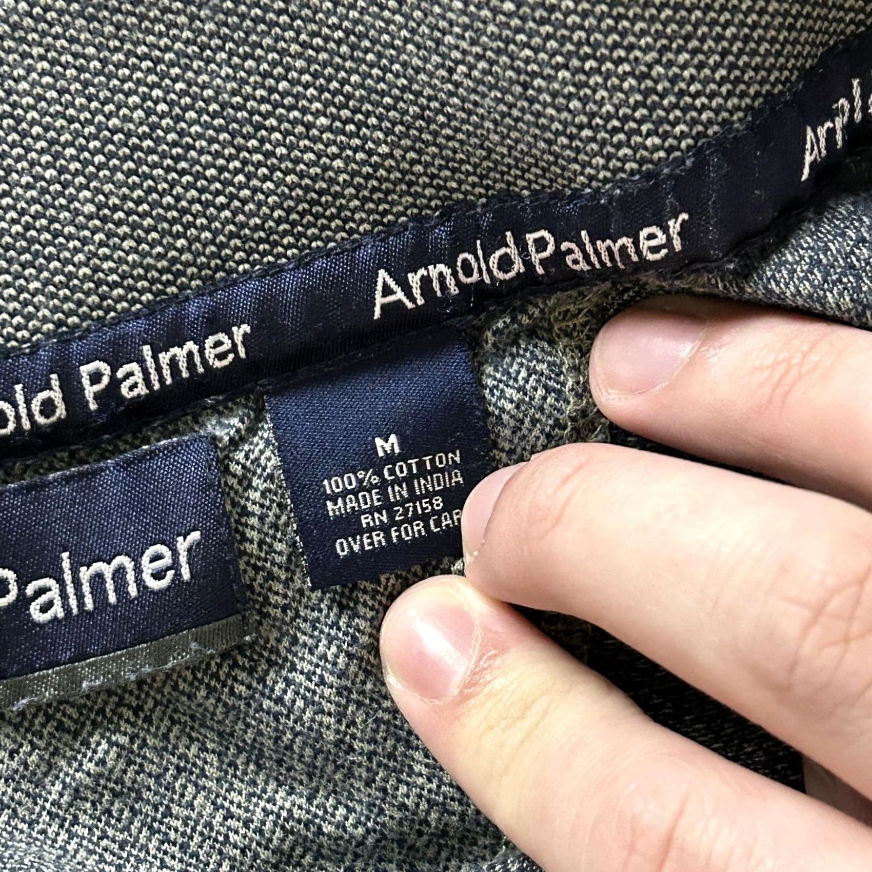 Vintage Arnold Palmer Polo Shirt Mens Medium Gray Herringbone Knit 100% Cotton Golf Size US M / EU 48-50 / 2 - 6 Thumbnail