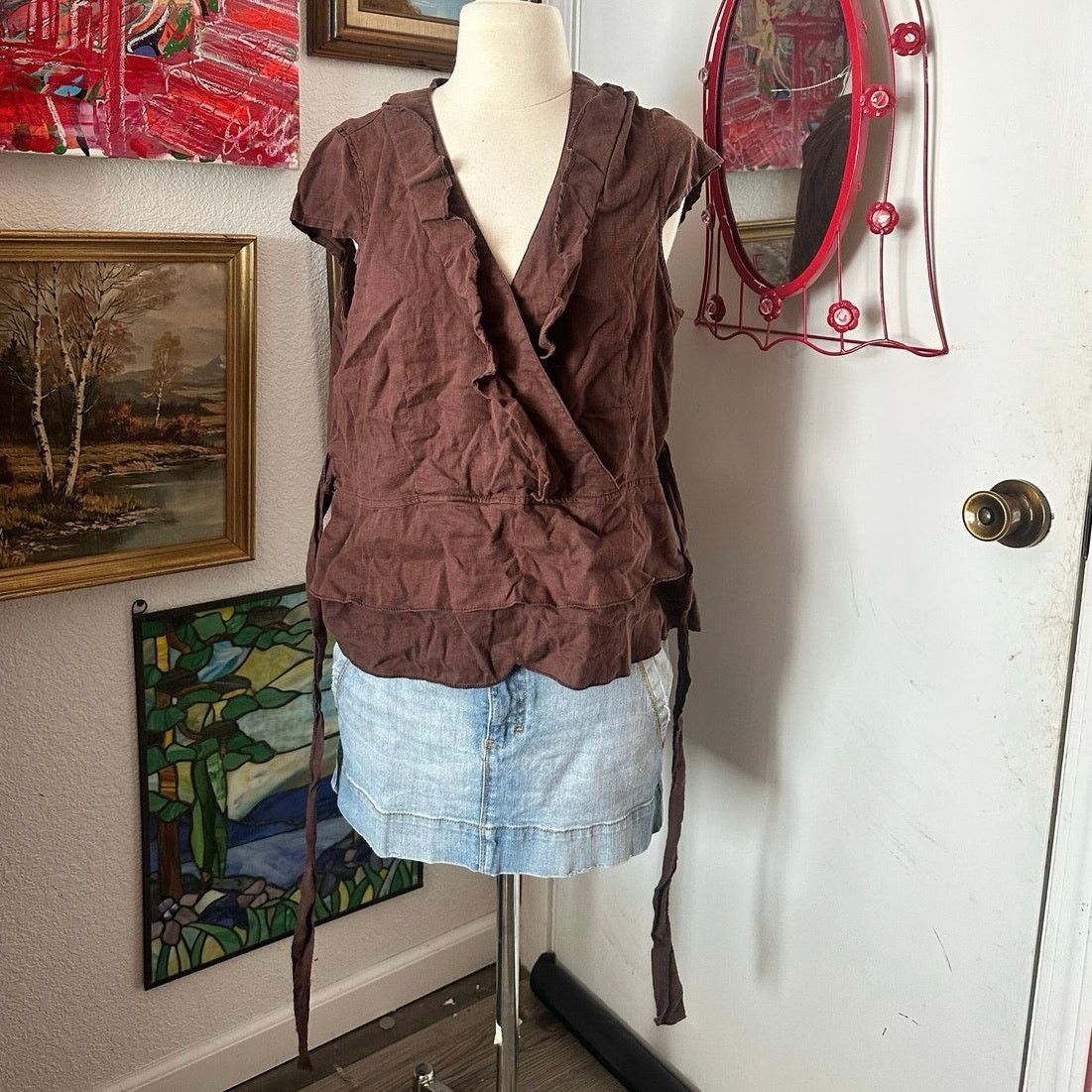 Other hillard & hanson vintage y2k brown wrap top Size XL / US 12-14 / IT 48-50 - 1 Thumbnail