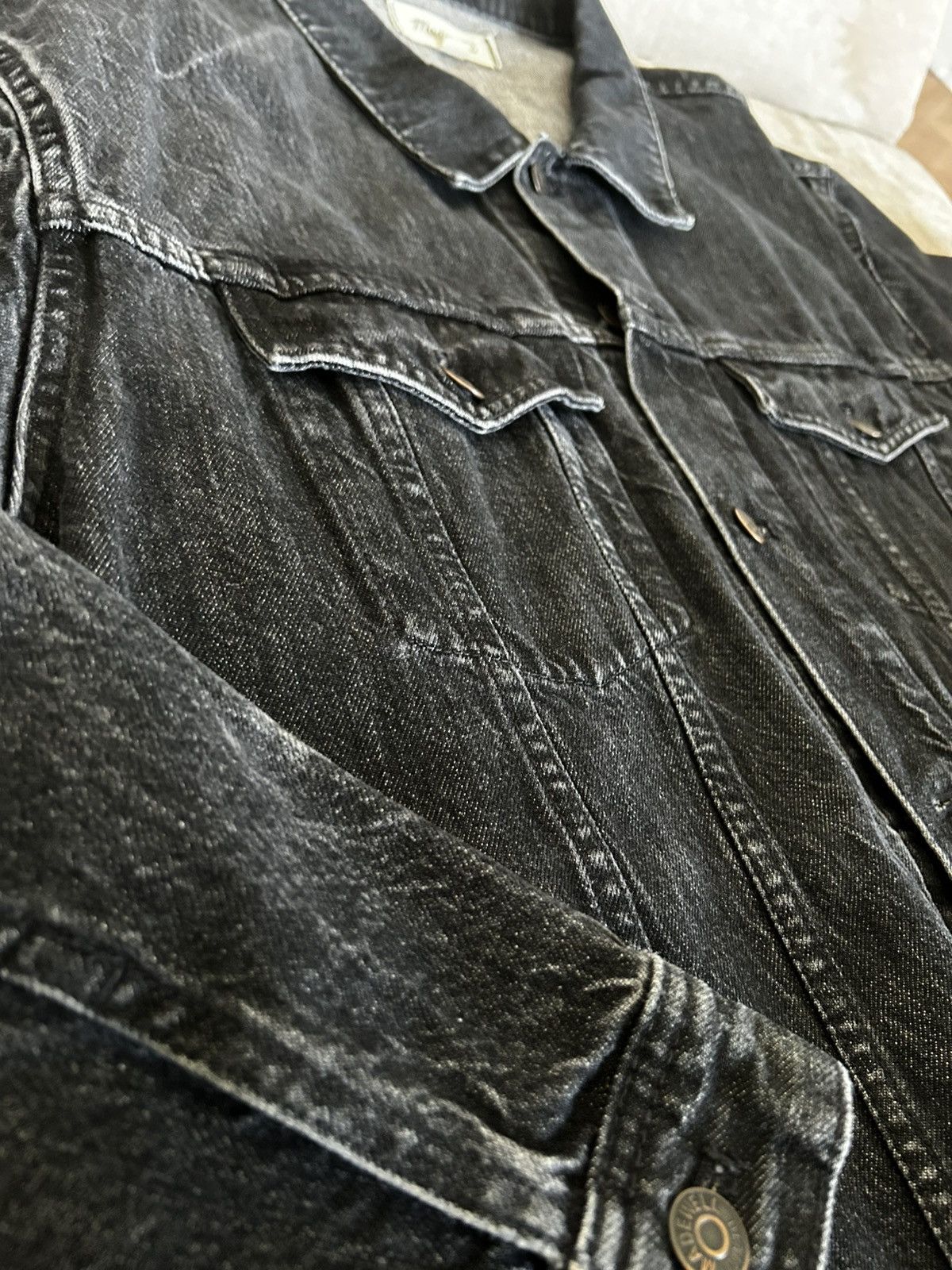Madewell Madewell Dark Distressed Denim Jacket Oversized Size US XXL / EU 58 / 5 - 5 Thumbnail