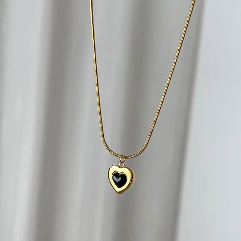Jewelry × Vintage heart-shaped black stone necklace Size ONE SIZE - 2 Thumbnail