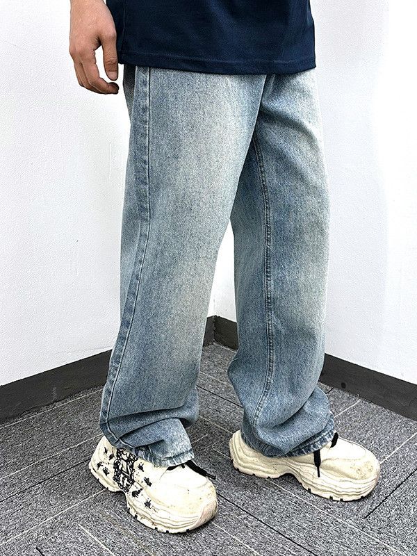 Jean Retro distressed straight casual loose washed simple jeans Size US 32 / EU 48 - 3 Thumbnail