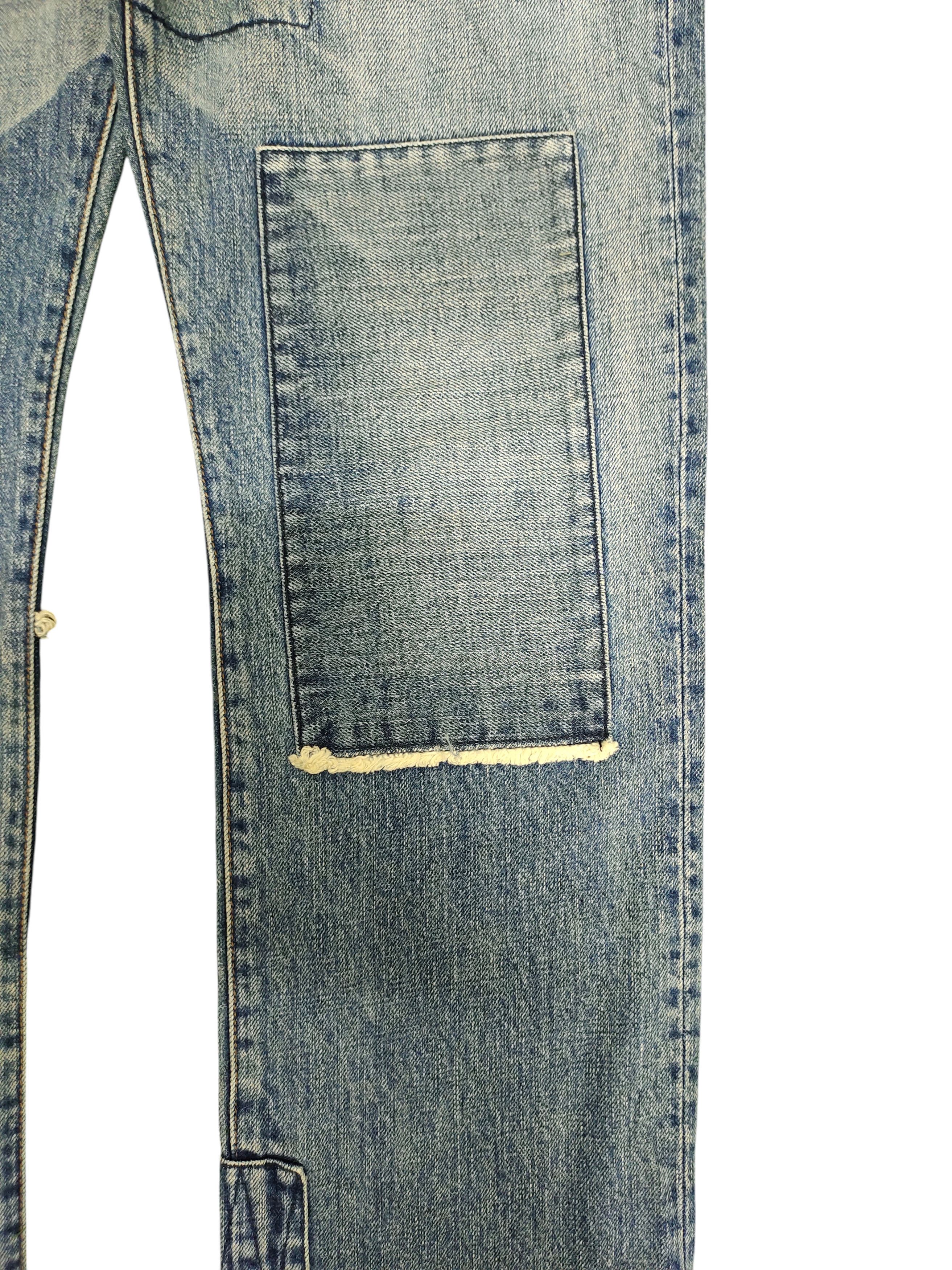 Japanese Brand Couch Japan Patchwork Clawmark Distress Faded Denim Jeans Size US 32 / EU 48 - 3 Thumbnail