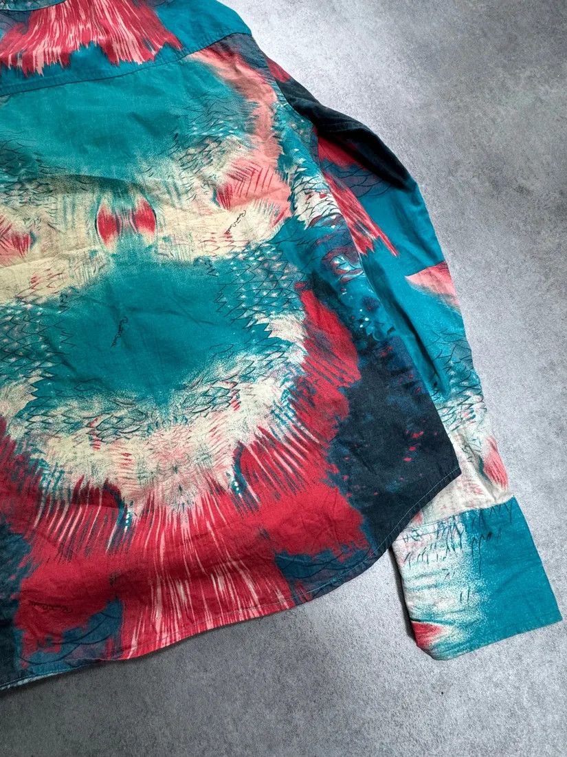 Roberto Cavalli × Vintage 2000s Roberto Cavalli Volcano Aqua Blue Shirt Size US L / EU 52-54 / 3 - 5 Thumbnail