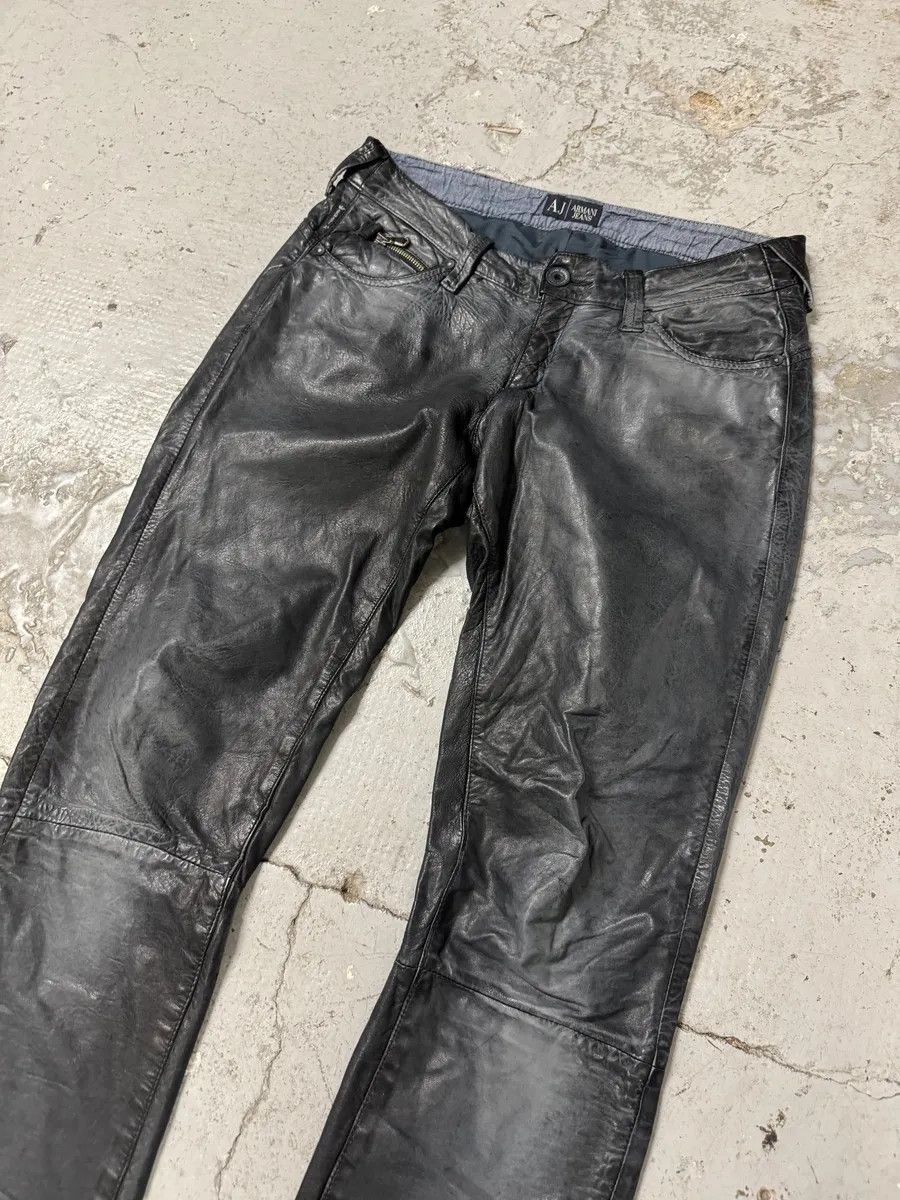 Armani × Designer × Vintage 2000s Armani Navy Lamb Leather Slim Pants Size US 30 / EU 46 - 5 Thumbnail
