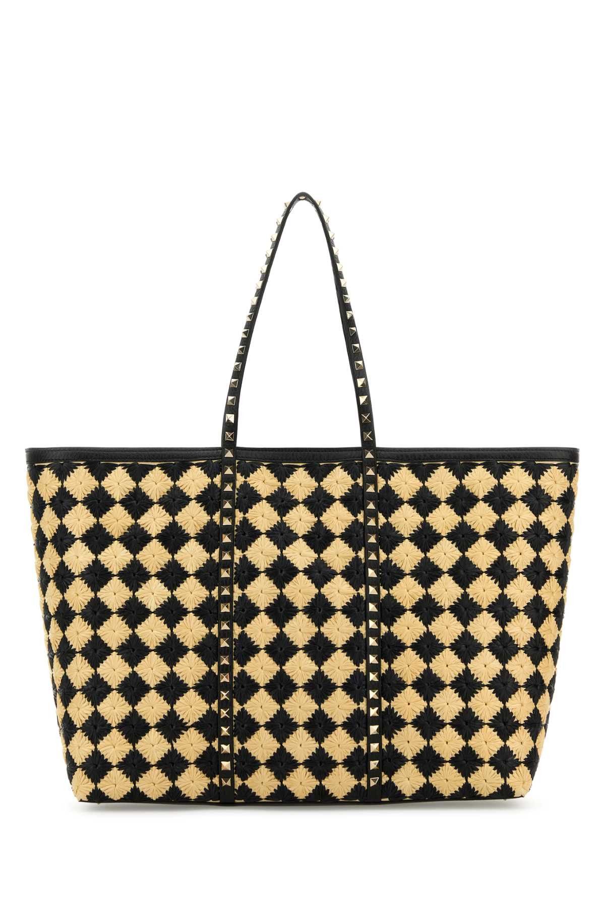 Valentino Embroidered Raffia Rockstud Shopping Bag Size ONE SIZE - 1 Thumbnail