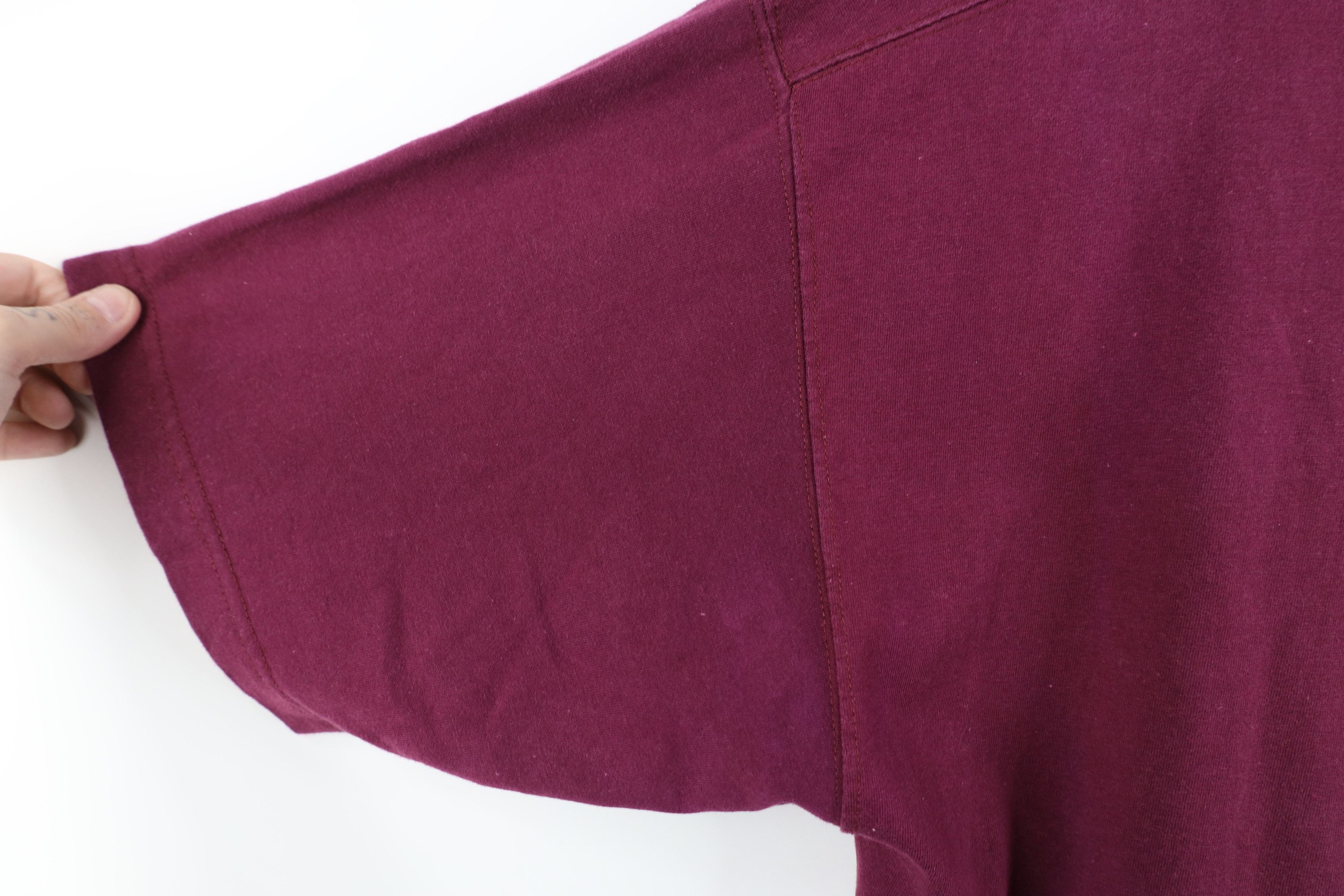 Vintage Vintage 90s Streetwear Blank Baggy Fit Henley T-Shirt Maroon Size US L / EU 52-54 / 3 - 8 Thumbnail