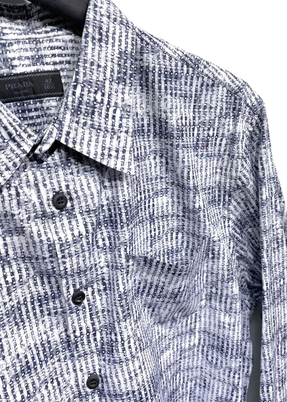Prada Prada Grey Abstract Patterns Pocketed Shirt Size US XL / EU 56 / 4 - 5 Thumbnail