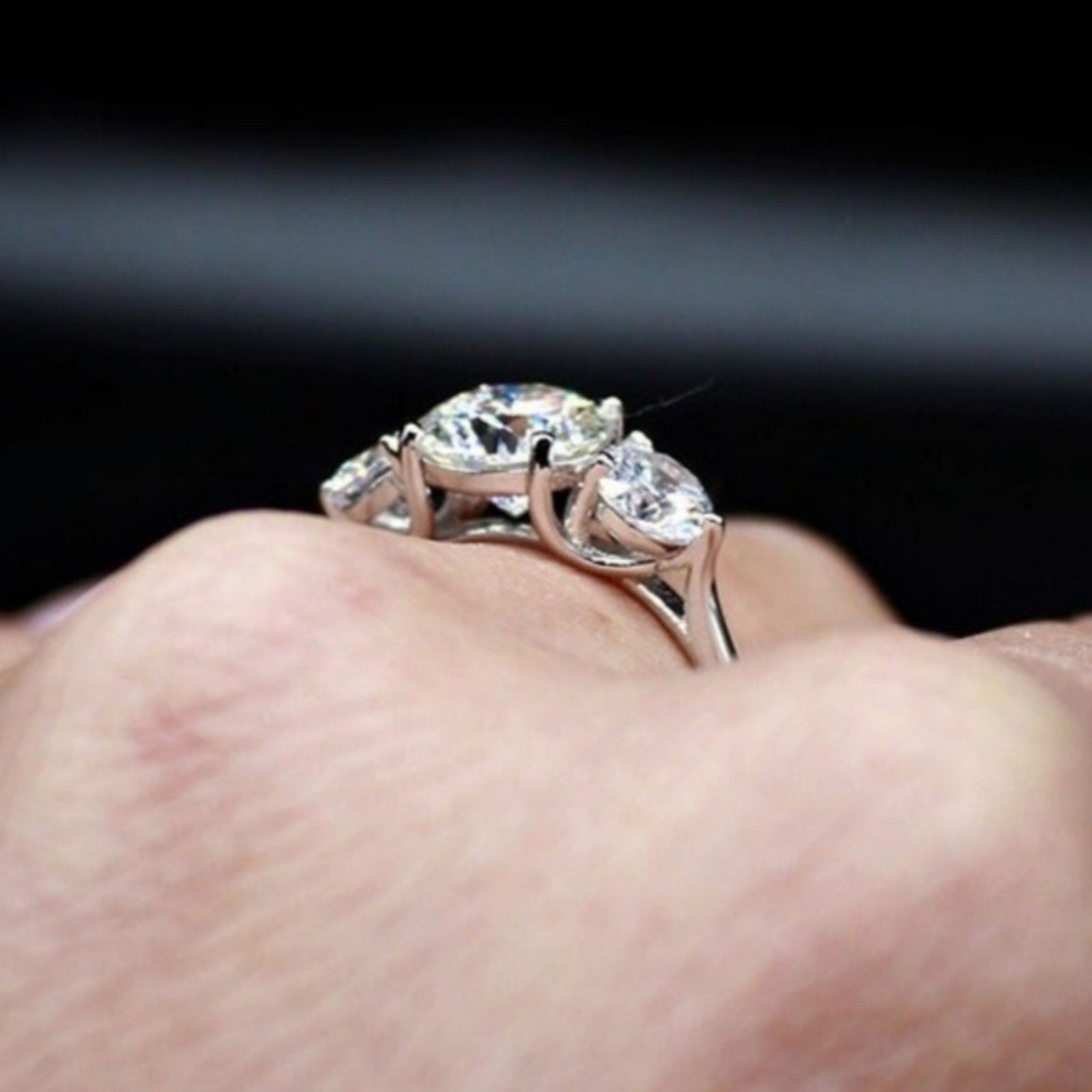 Other 2 CT Moissanite Three-Stone Engagement Ring 925 6 Size ONE SIZE - 3 Thumbnail