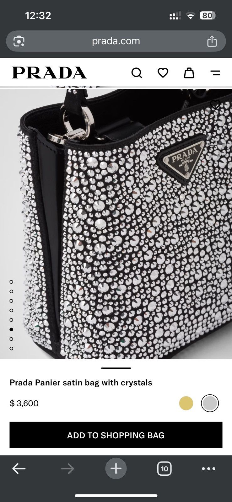 Prada Panier satin bag with crystals