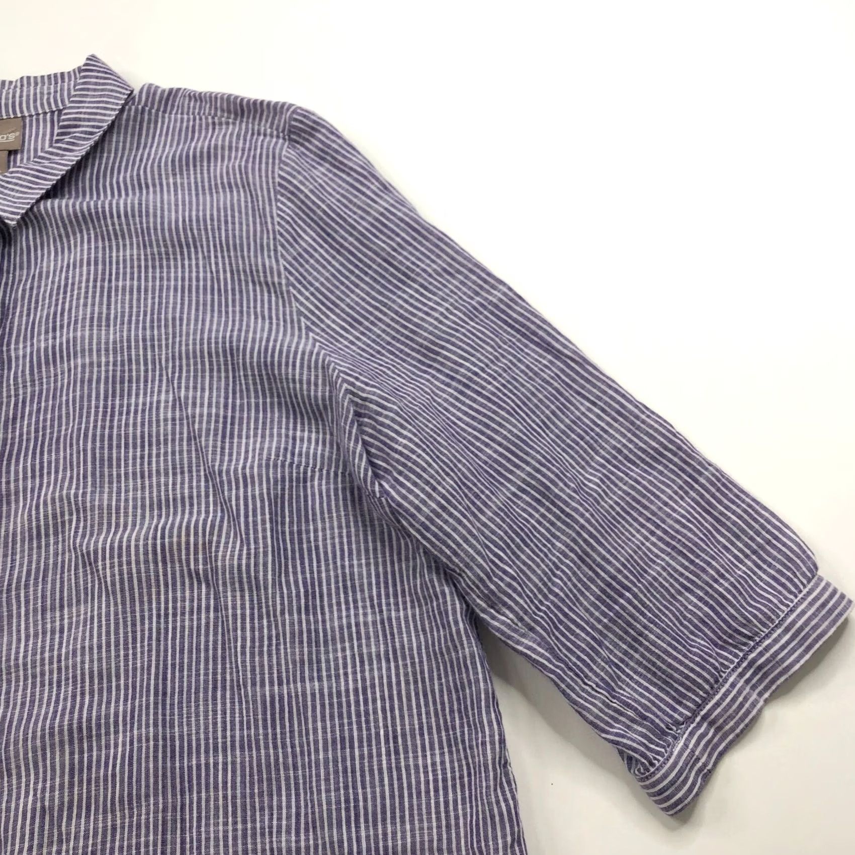 Vintage Chico's 3 100% Cotton Button Long Sleeve Striped Shirt Purple Lightweight Shirt Womens 3 Regular Striped Button-Up Casual Classic Value Box Size XS / US 0-2 / IT 36-38 - 2 Thumbnail