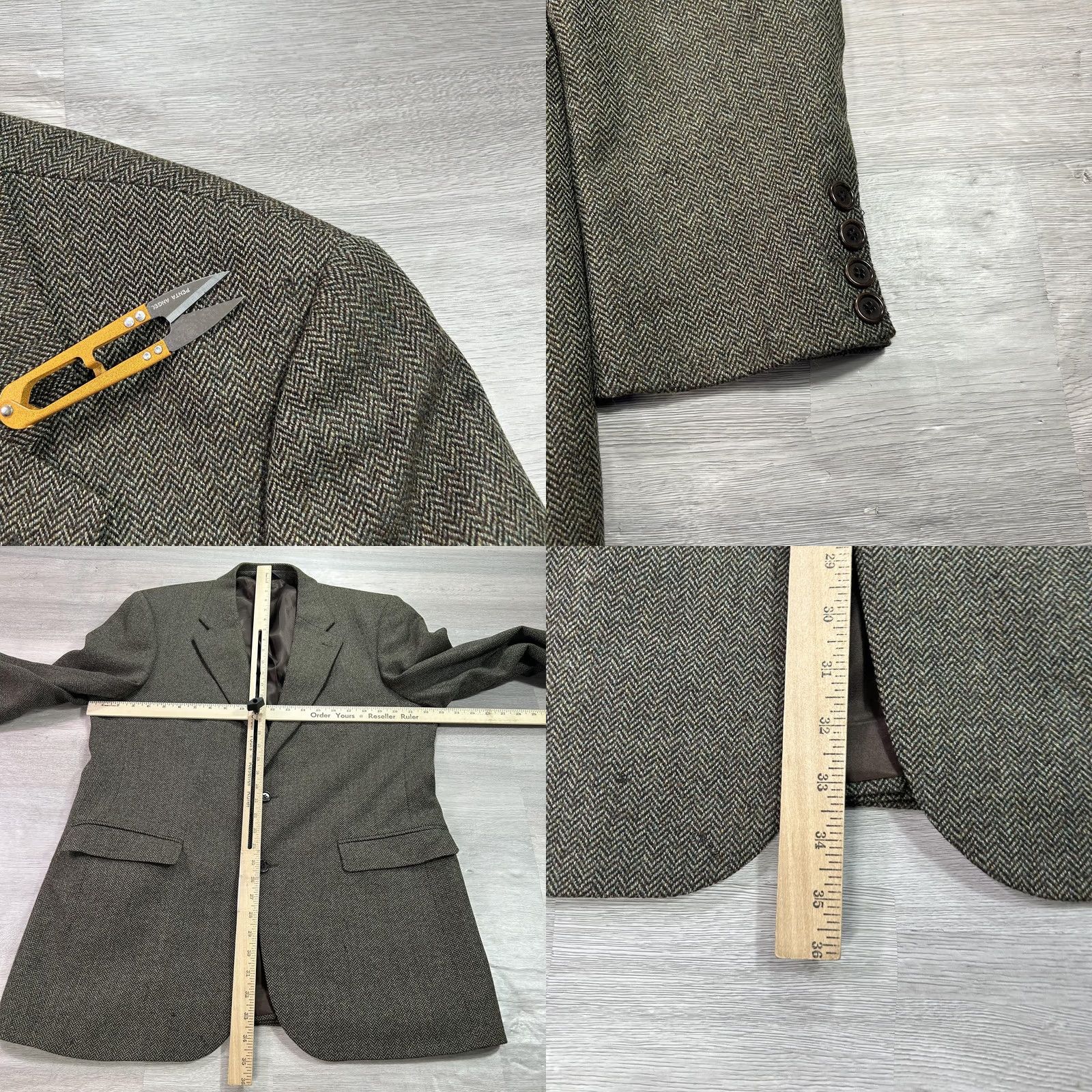 Brooks Brothers Brooks Brothers 346 Mens Blazer Sport Coat Jacket Long Wool Tweed Herringbone Brown Notch Lapel Two-Button 44L Size 44R - 8 Thumbnail