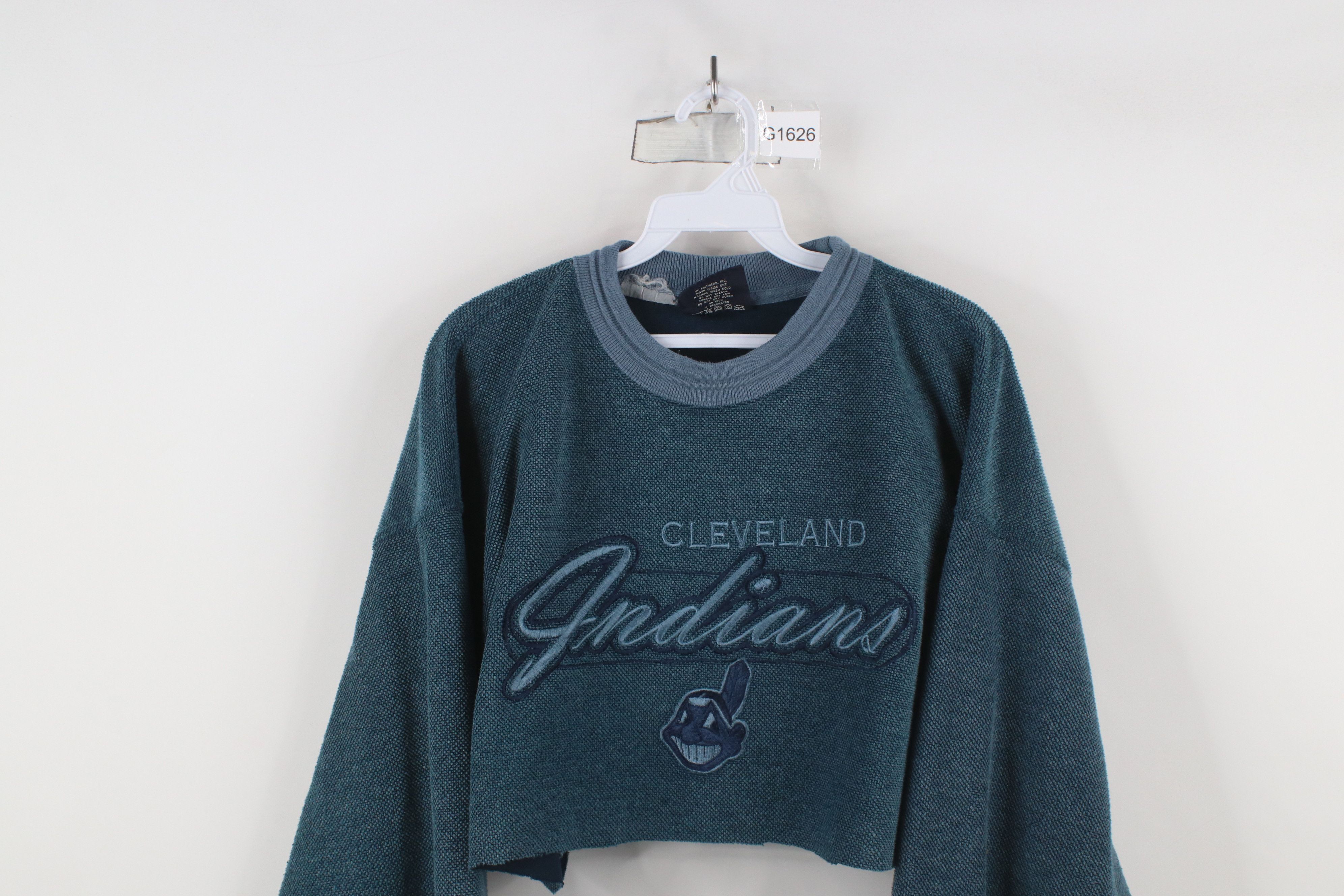 Vintage Vintage 90s Chief Wahoo Cleveland Indians Cropped Sweatshirt Size XL / US 12-14 / IT 48-50 - 2 Thumbnail