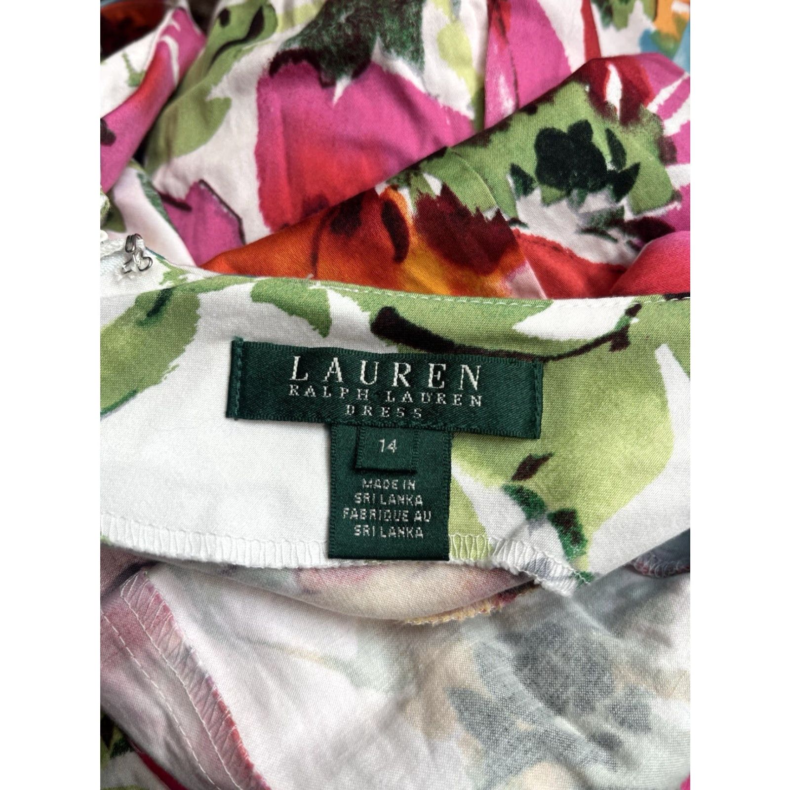 Vtg Ralph Lauren Green Label Pink White Green Floral Stretch Tank Sun Dress  14 - ilac.rochib.com