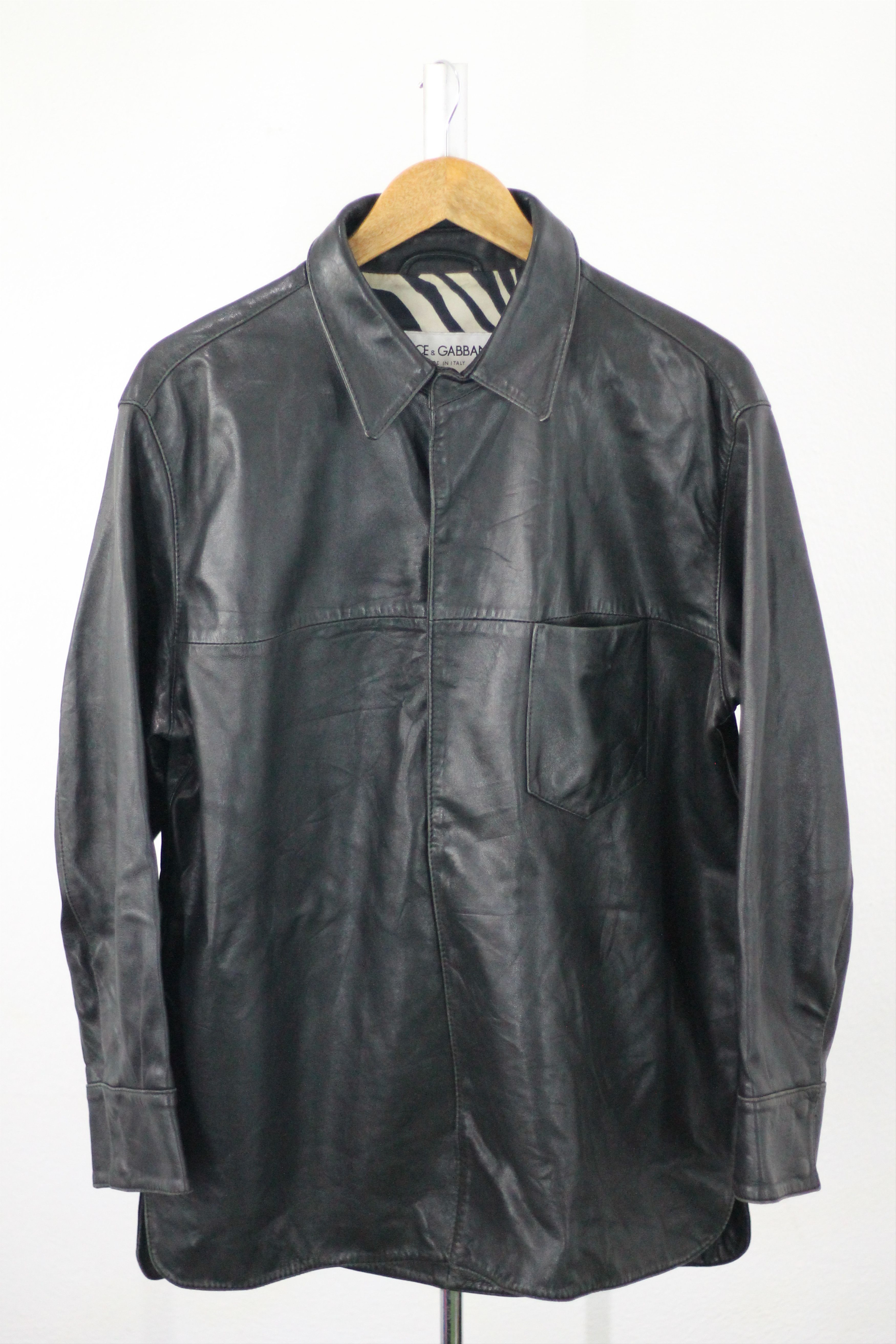 Dolce & Gabbana × Vintage RARE! Vintage DOLCE & GABBANA Leather Shirt Light Jacket. Size US L / EU 52-54 / 3 - 1 Thumbnail