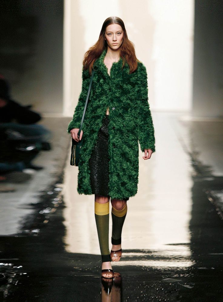 Prada F/W07 Runway Mint Green Mohair Shearling Coat Size S / US 4 / IT 40 - 2 Thumbnail