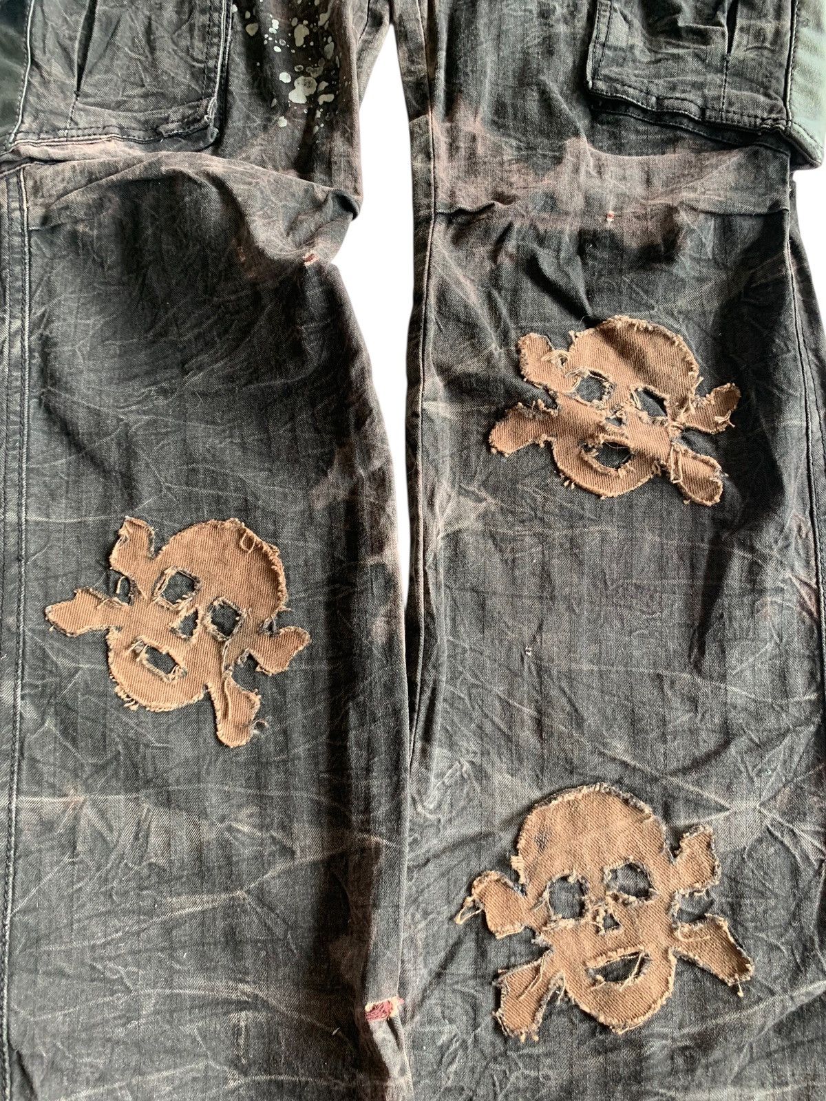 If Six Was Nine FLARE RAIN DOUBLE WAIST PUNK SKULL CUSTOM DISTRESSED DENIM Size US 28 / EU 44 - 11 Thumbnail