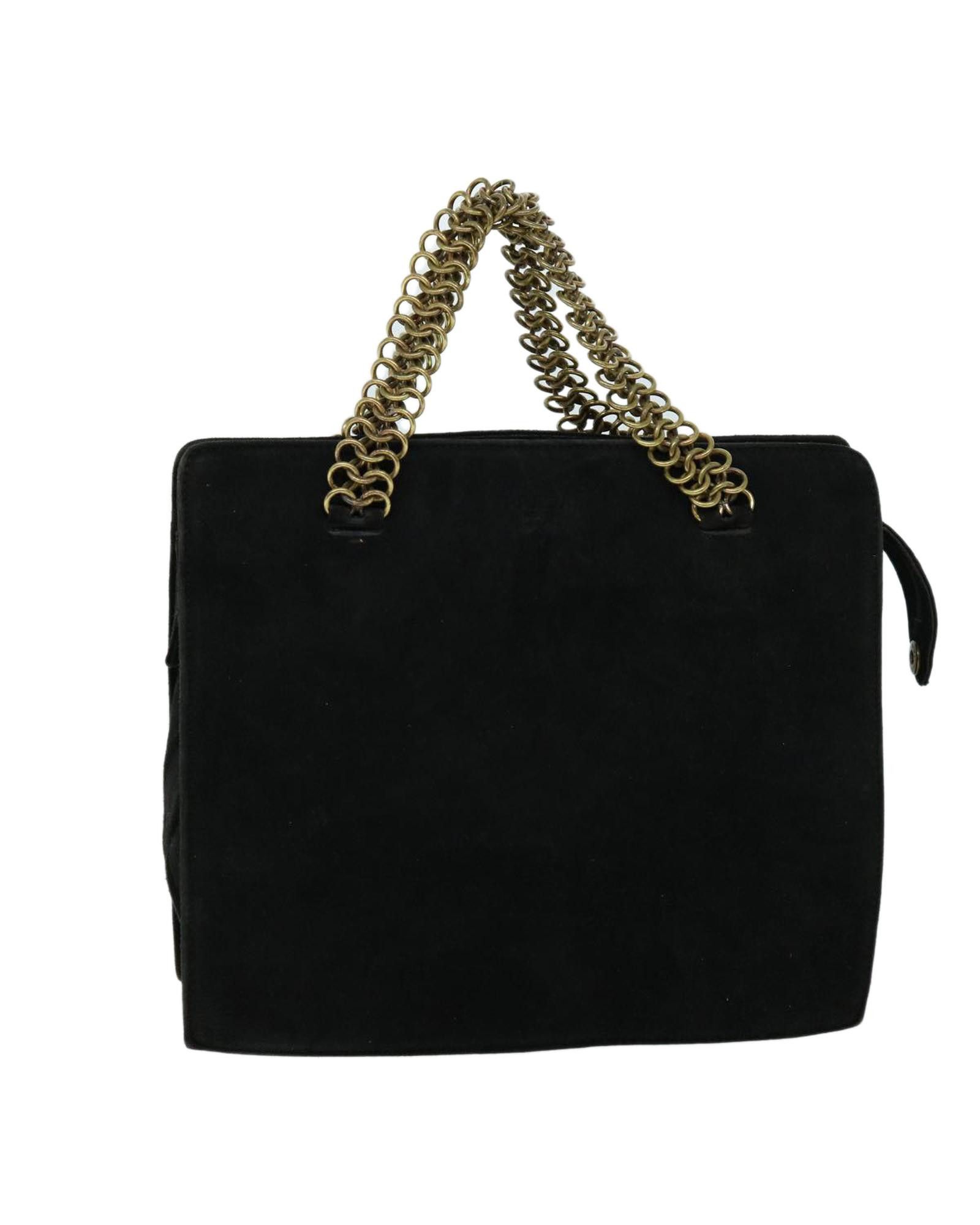 image of Prada Black Suede Handbag With Metal Accessories, Women's