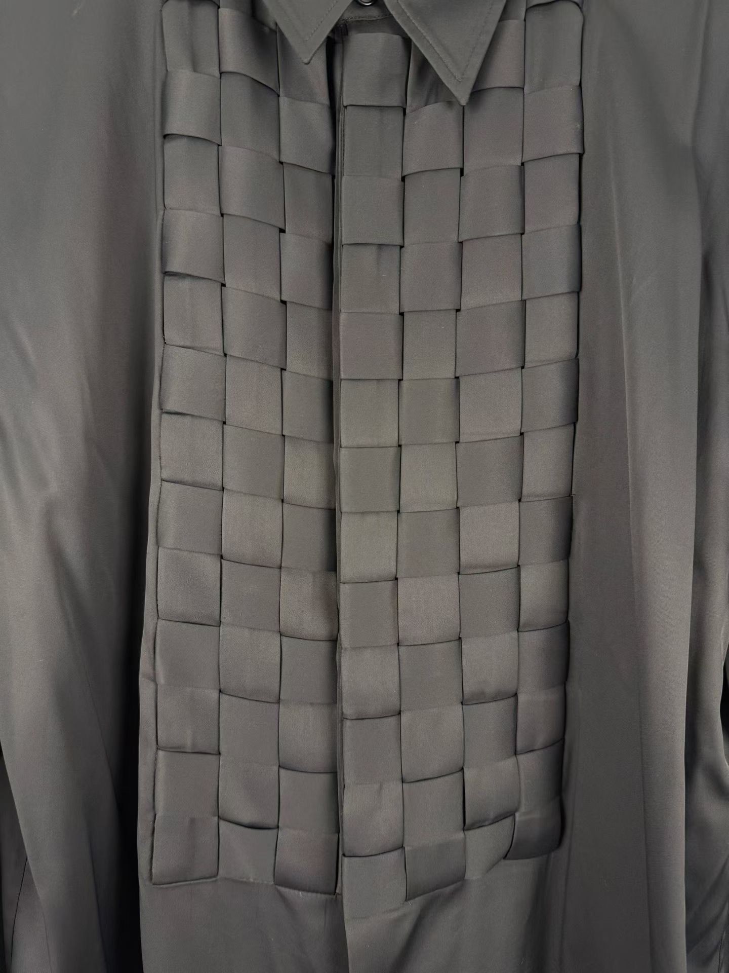 Bottega Veneta Bottega Veneta Black Woven Placket Check Shirt Size US XXS / EU 40 - 3 Thumbnail