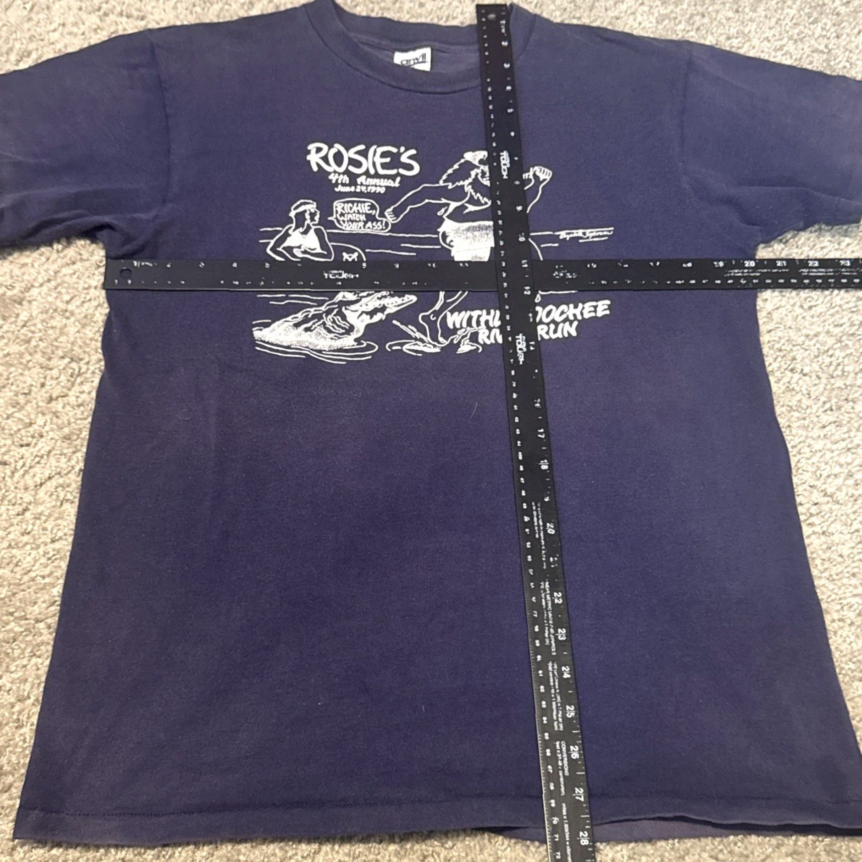 Anvil VINTAGE 1990 Withlacoochee River Run 5K Alligator Funny T-Shirt Men L Blue Anvil Regular Size Large Shirt Mens Size US L / EU 52-54 / 3 - 4 Thumbnail