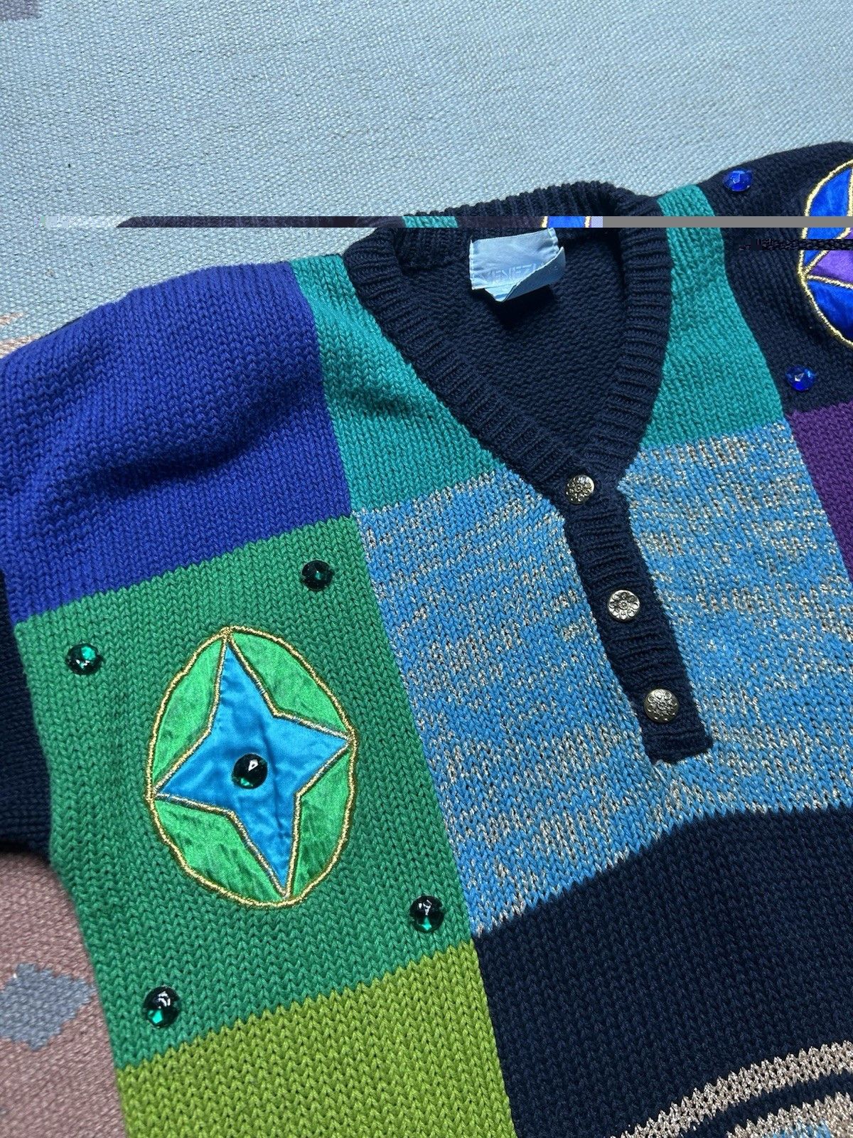 Vintage Vtg Venezia sweater ramie cotton knit sparkles shiny medium Size M / US 6-8 / IT 42-44 - 3 Thumbnail
