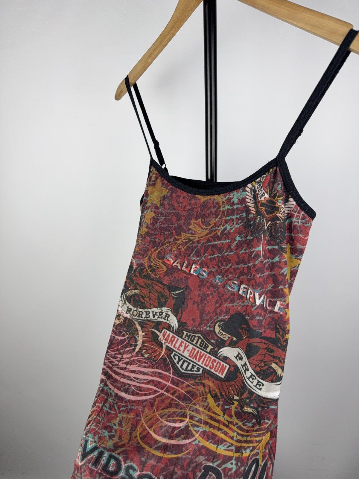 Harley Davidson 00s Y2K Harley-Davidson Mesh Cami Top USA Made Tattoo Print Size M / US 6-8 / IT 42-44 - 2 Thumbnail