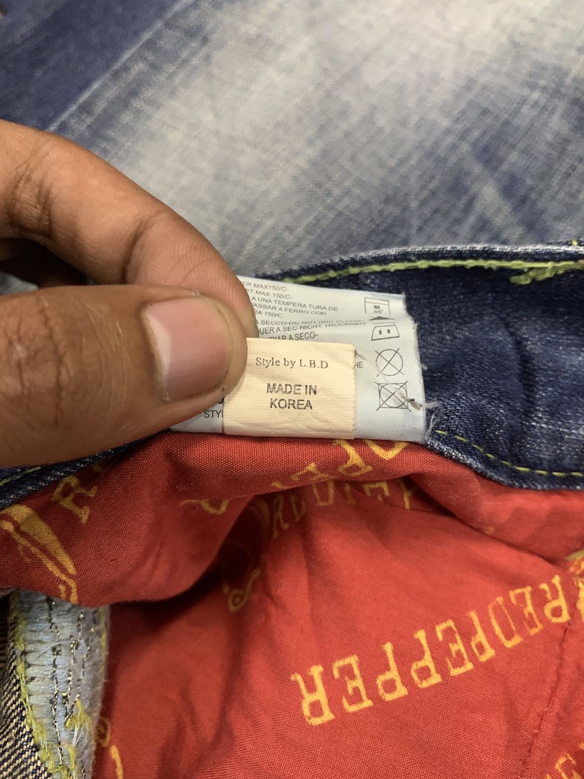 If Six Was Nine Y2K Red Pepper Denim Japan Wings Flared Jeans Size US 28 / EU 44 - 15 Thumbnail