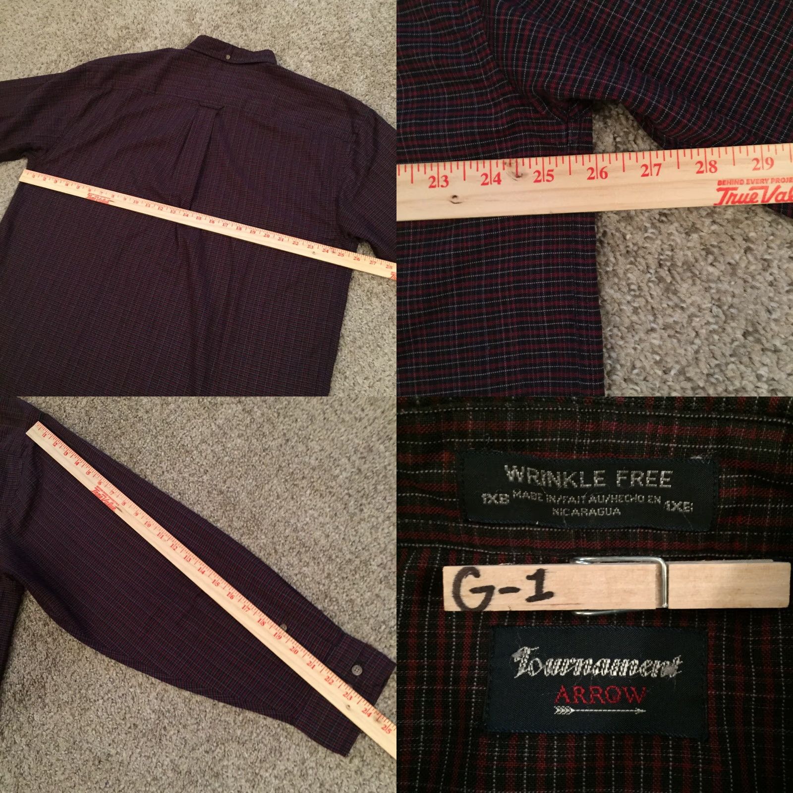Arrow Arrow Tournament Shirt Big 1X Long Sleeve Red Button-Up Mens Plaid Casual Size US XL / EU 56 / 4 - 8 Thumbnail